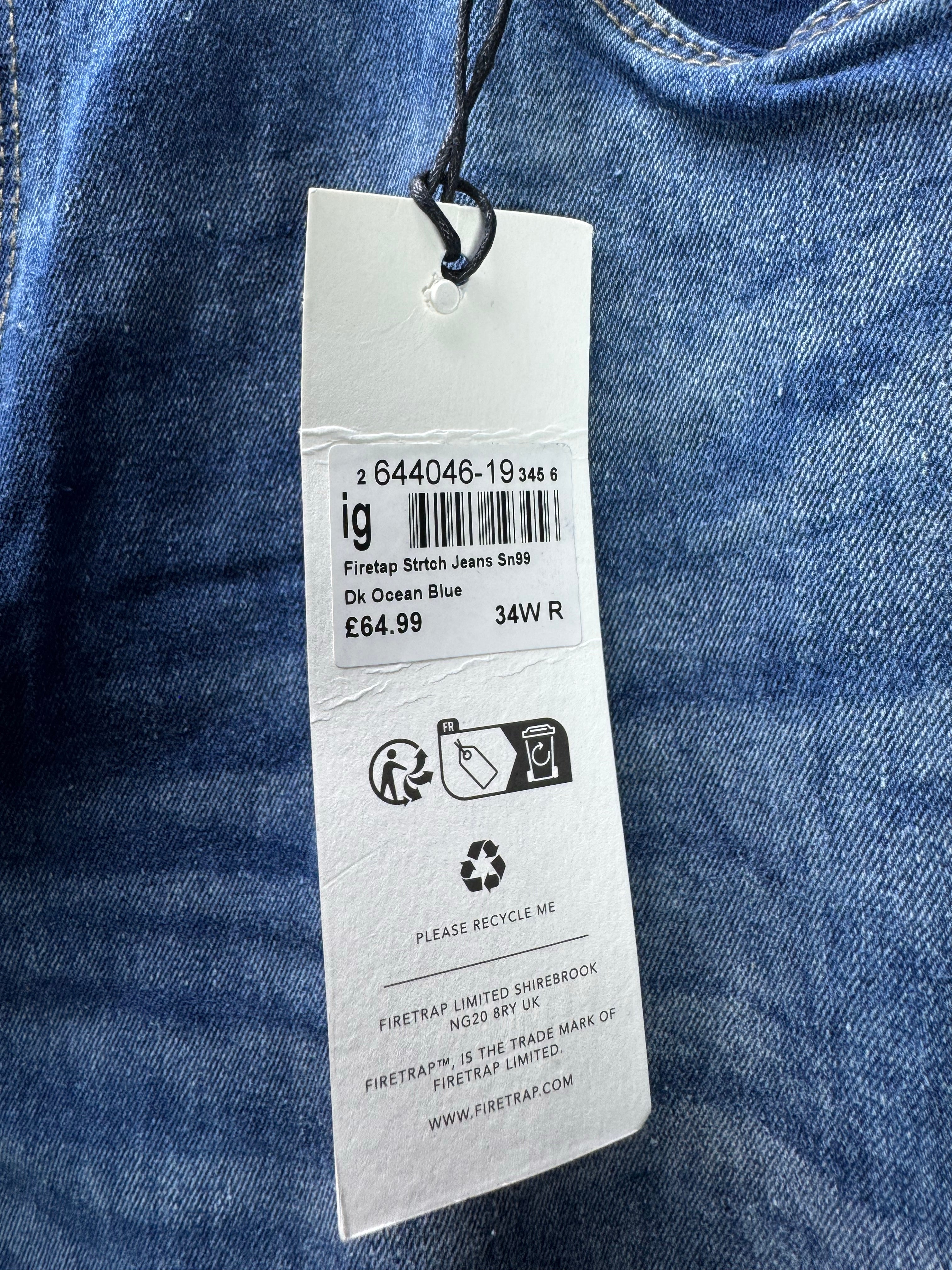 Firetrap® Waist: 34" | Blue | Denim Pants | Poly - Cotton - Elastane | 2497 - Genuine Maal