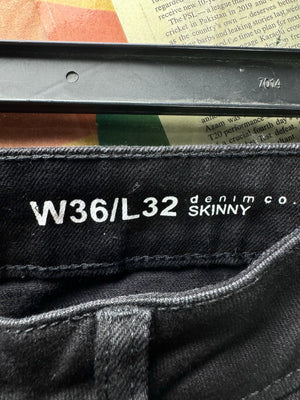 Denim Co.® Waist: 34" to 36" | Black | Distressed Denim Pants | Poly - Elastane | 2492 - Genuine Maal