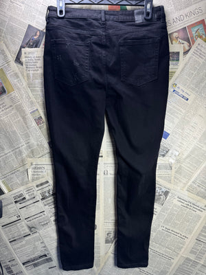 Denim Co.® Waist: 34" to 36" | Black | Distressed Denim Pants | Poly - Elastane | 2492 - Genuine Maal