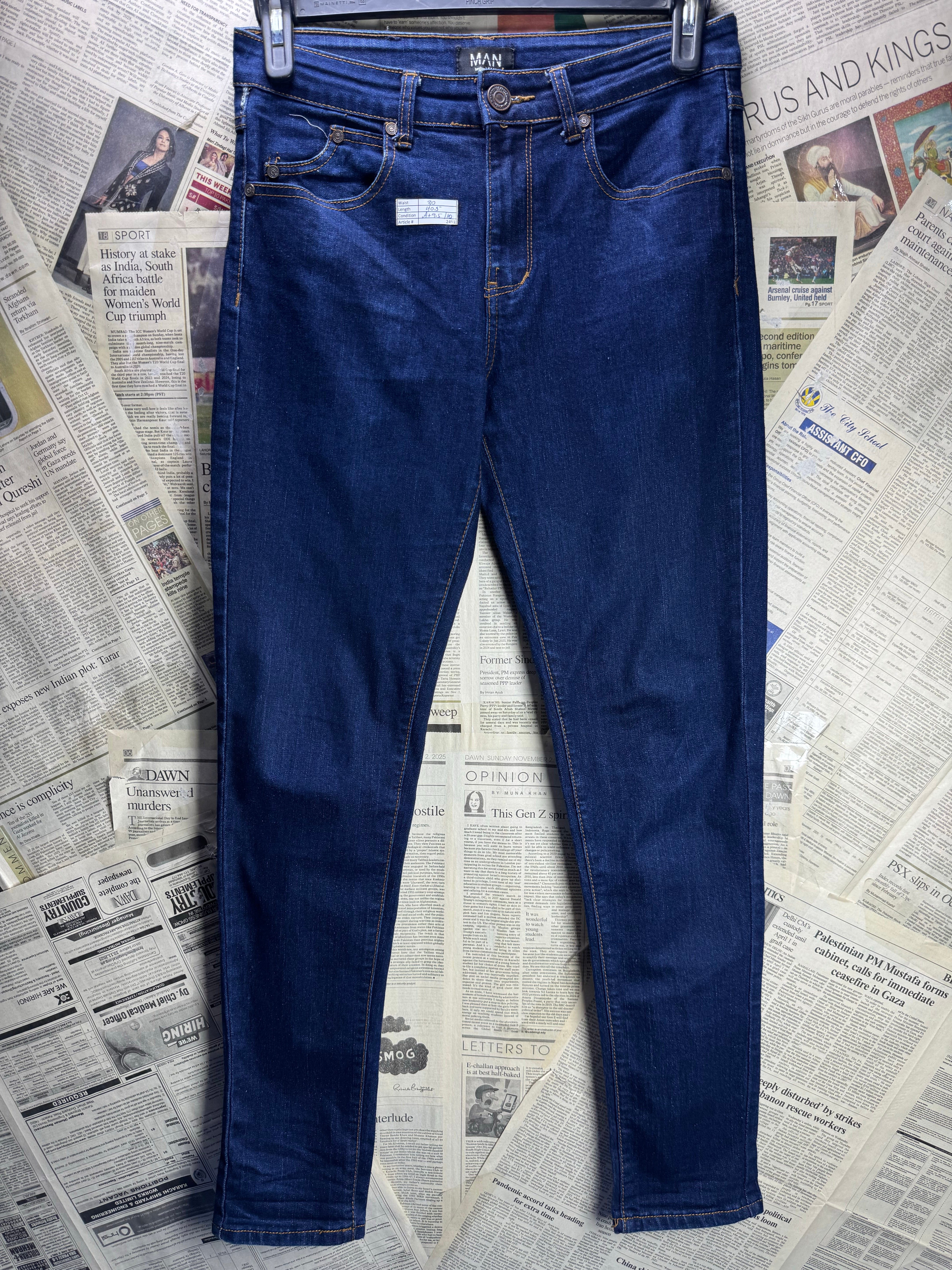 MAN® Waist: 30" | Blue | Skinny Fit Denim Pants | Poly - Cotton - Elastane | 2491 - Genuine Maal