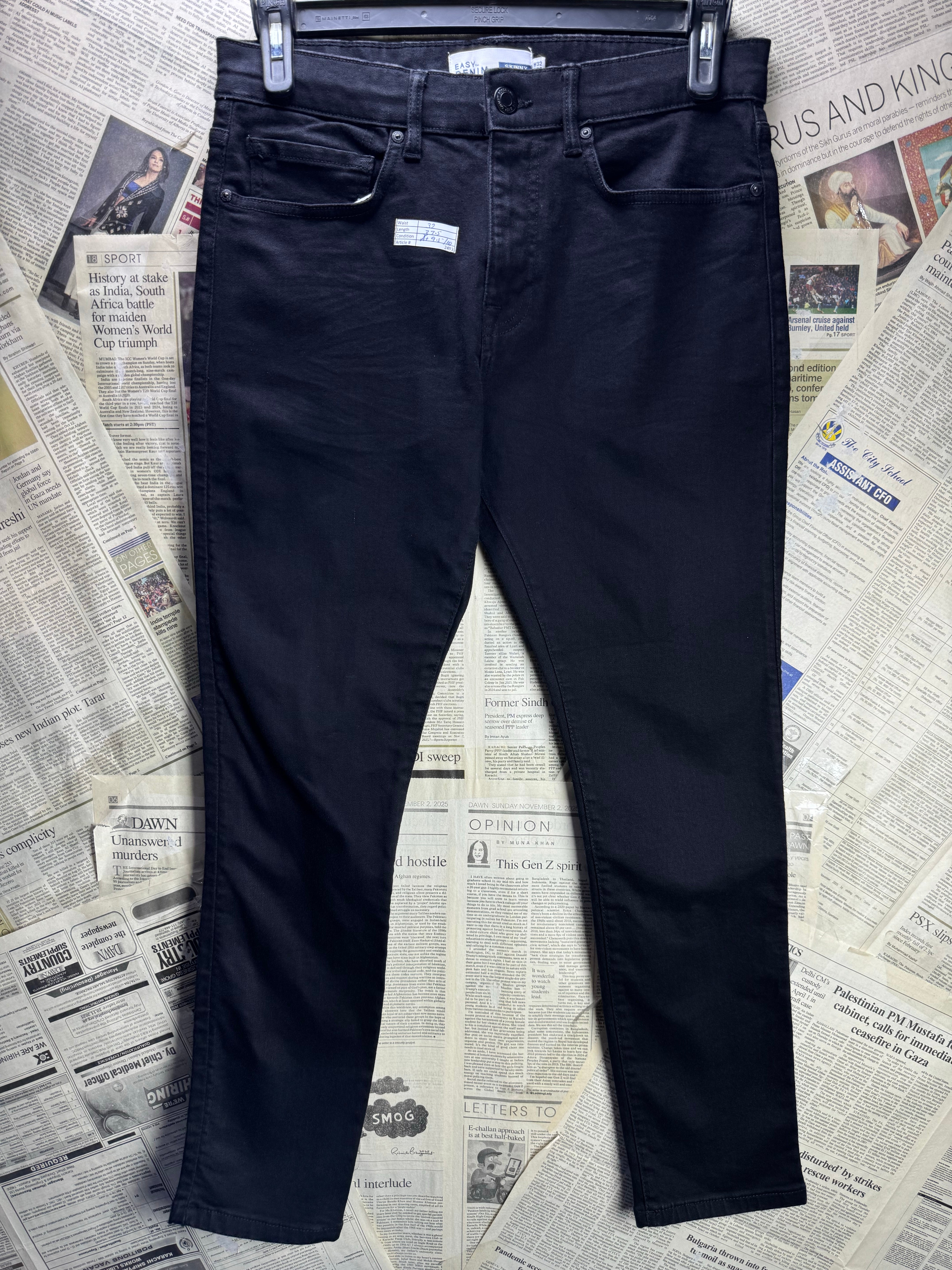 Wasy® Waist: 32" | Black | Skinny Fit Denim Pants | Cotton - Elastane | 2493 - Genuine Maal