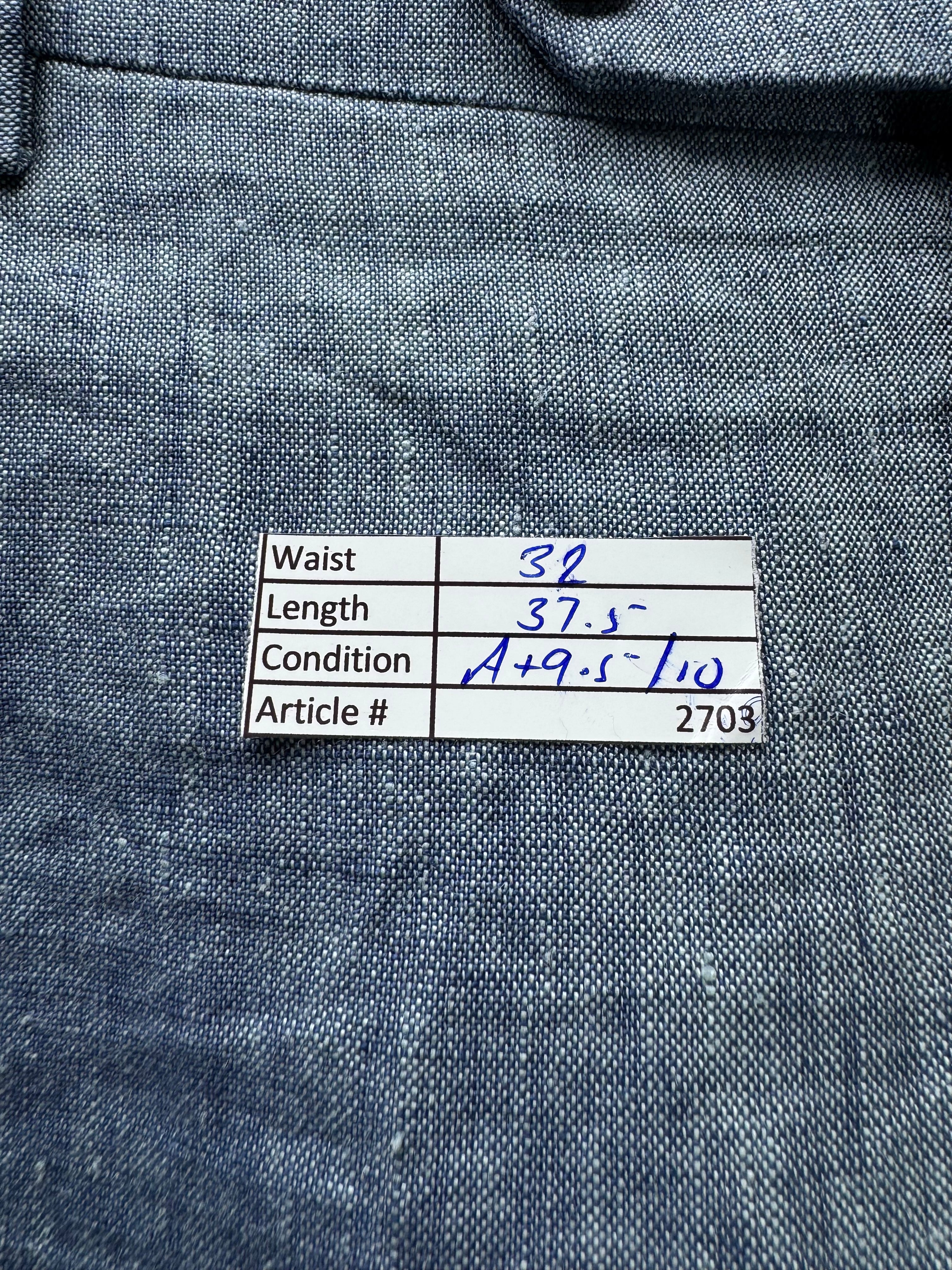 Next® Waist: 32" | Blue | Slim Fit Smart Casual Pants | Linen | 2703 - Genuine Maal