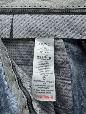 Next® Waist: 32" | Blue | Slim Fit Smart Casual Pants | Linen | 2703 - Genuine Maal
