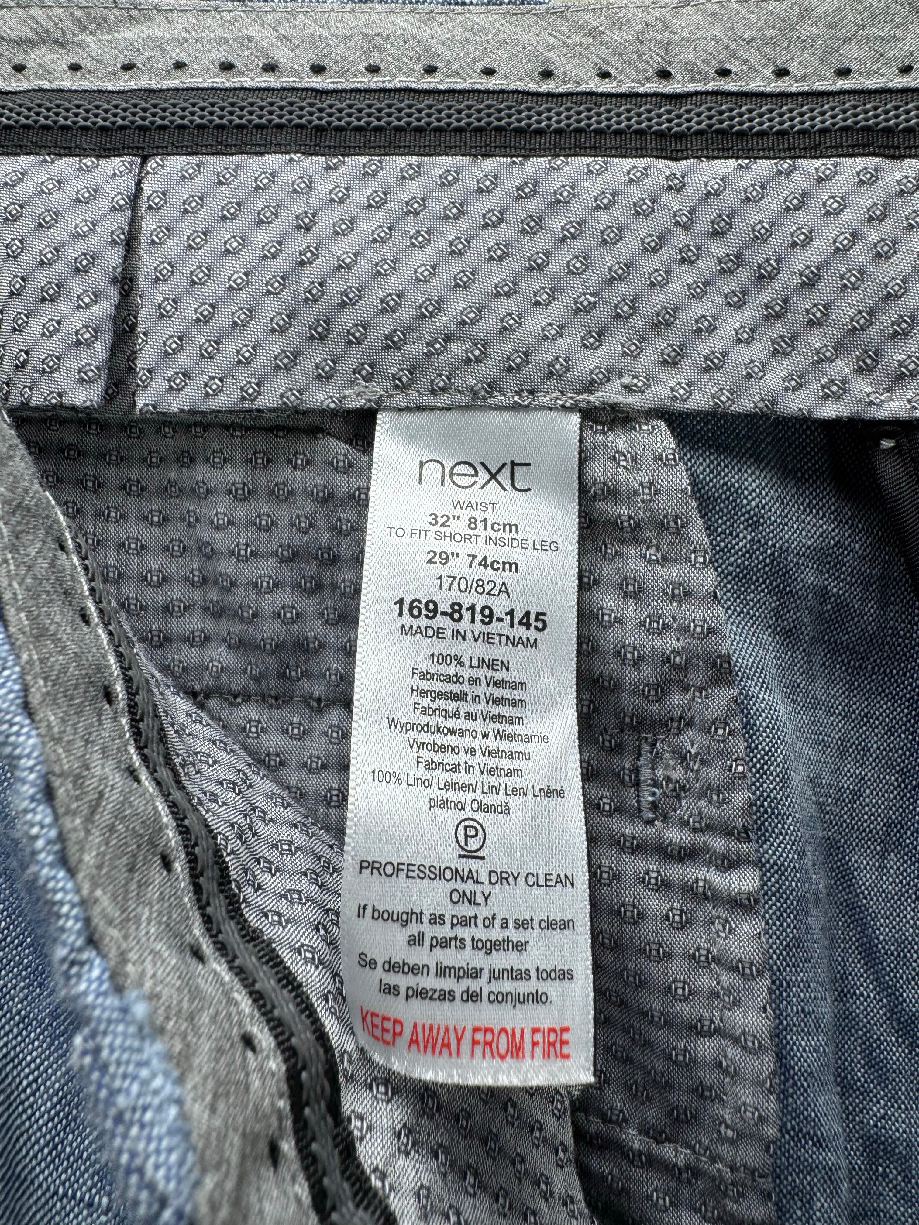 Next® Waist: 32" | Blue | Slim Fit Smart Casual Pants | Linen | 2703 - Genuine Maal