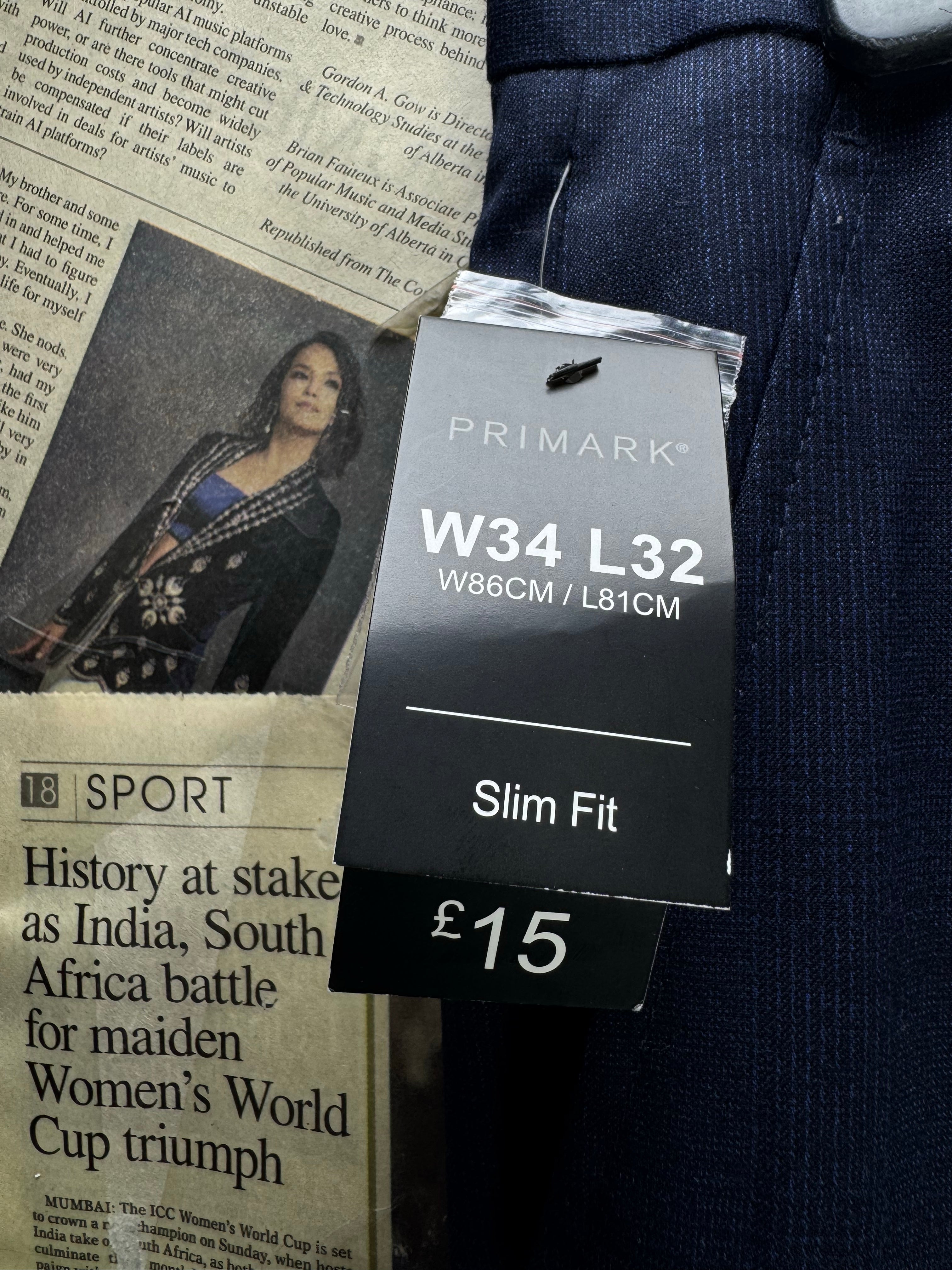 Primark® Waist: 34" | Navy | Slim Fit Dress Pants | 2722 - Genuine Maal
