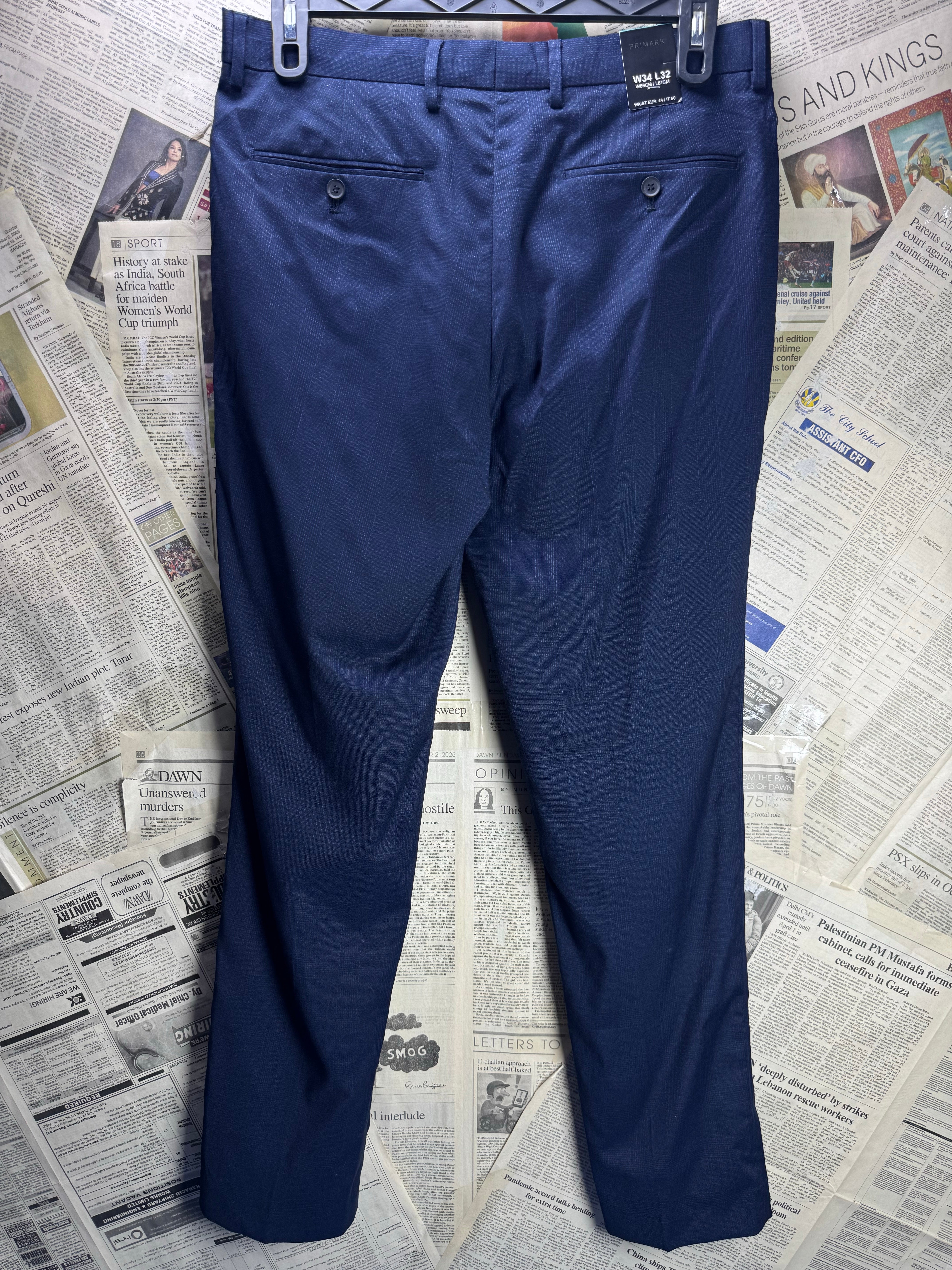 Primark® Waist: 34" | Navy | Slim Fit Dress Pants | 2722 - Genuine Maal