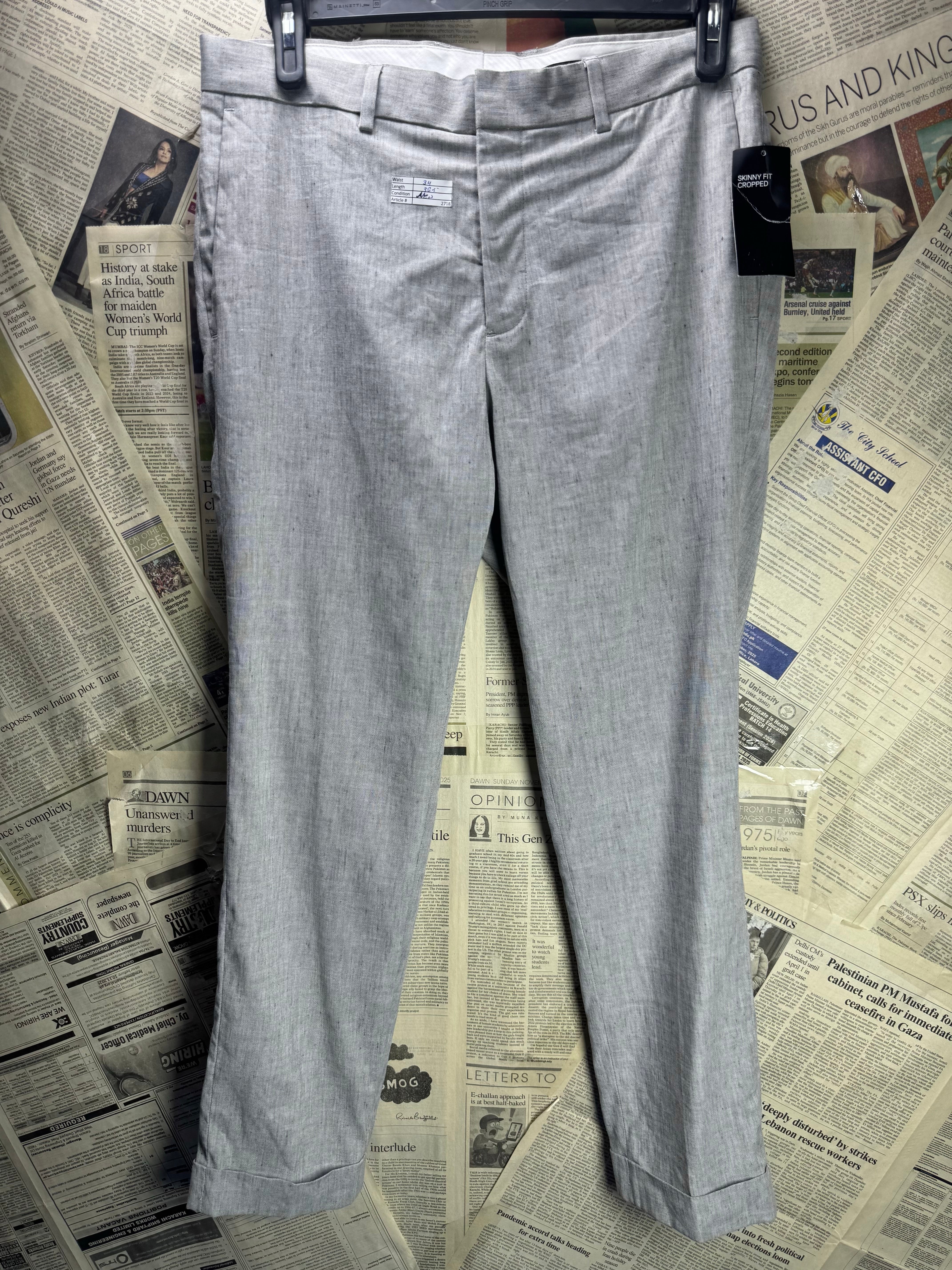 H&M® Waist: 34" | Grey | Skinny Fit Dress Pants | Poly - Cotton | 2718 - Genuine Maal