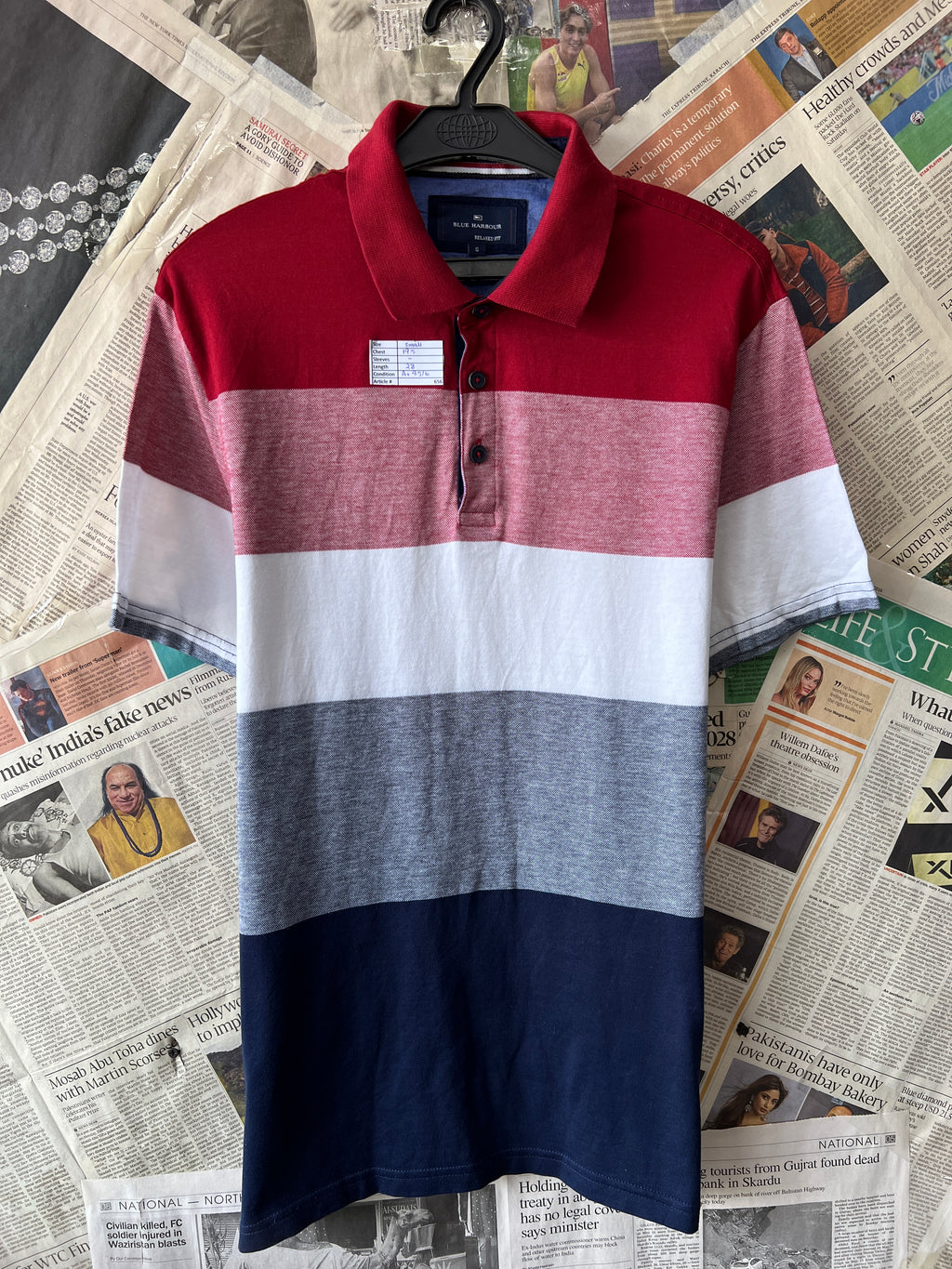 Blue Harbour® Small | Chest: 19.5" | Striped | Polo | 656 - Genuine Maal
