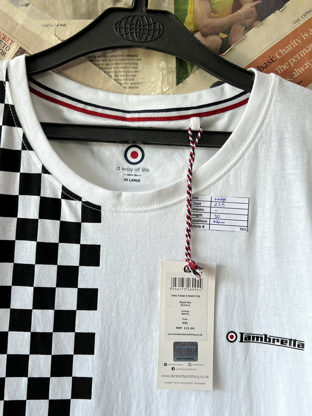 Lambretta® Large | Chest: 23.5" | White | T-Shirt | 765 - Genuine Maal