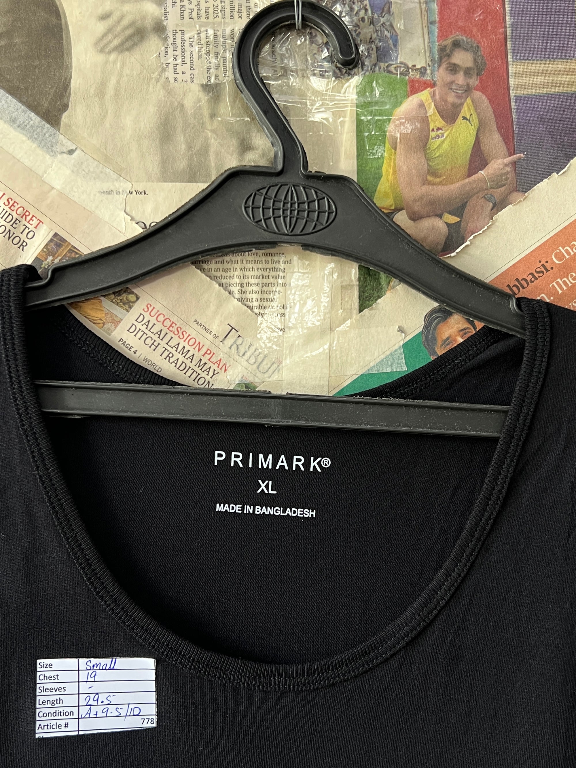 Primark® Small | Chest: 19" | Black | Tango | 778 - Genuine Maal