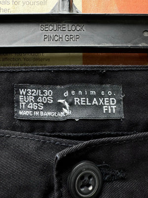 Denim Co.® Waist: 32" | Black | Relaxed Fit Cargo Denim Pants | Poly - Cotton | 2468 - Genuine Maal