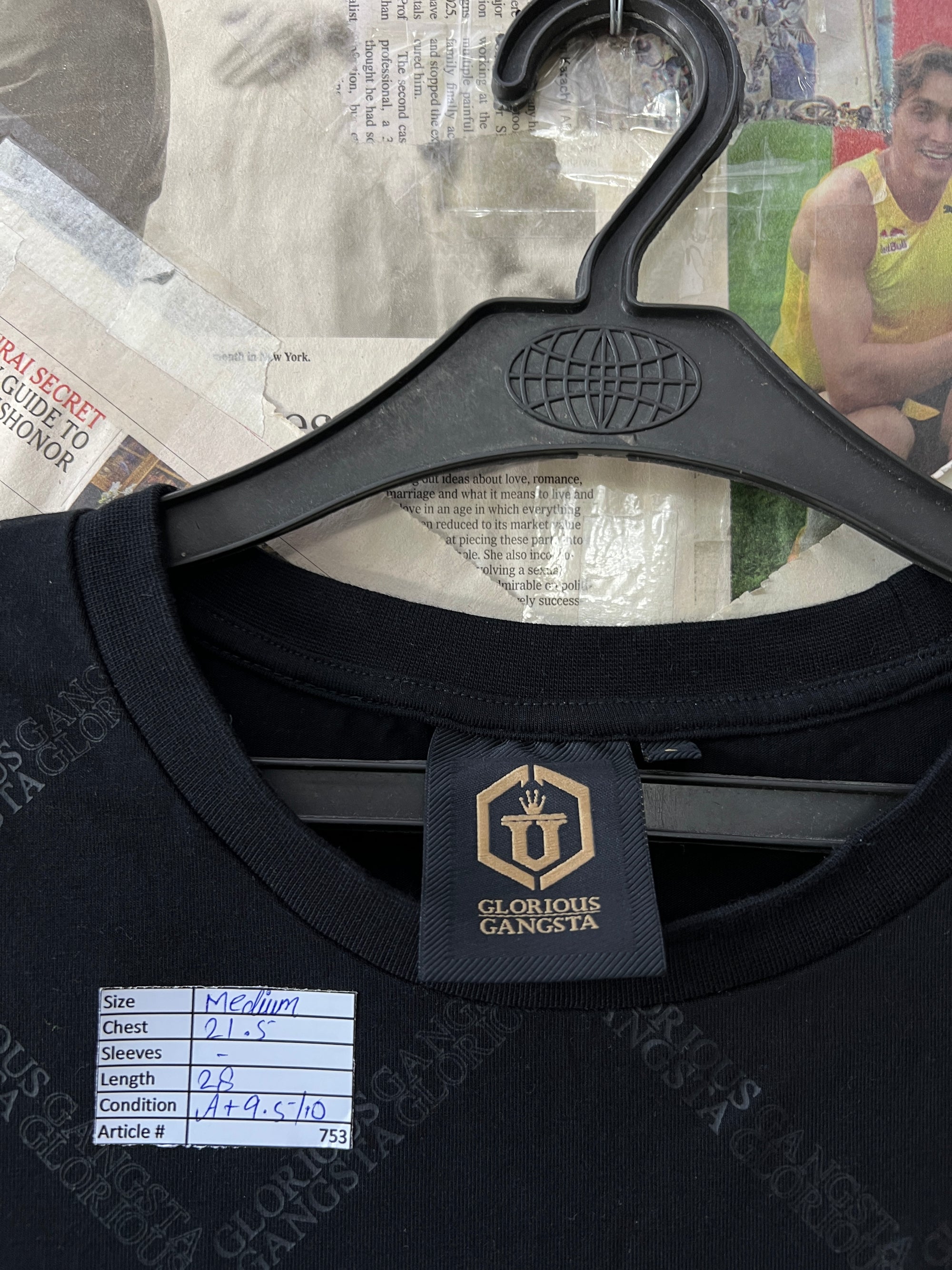 Glorious Gangsta® Medium | Chest: 21.5 | Black | T-Shirt | 753 - Genuine Maal