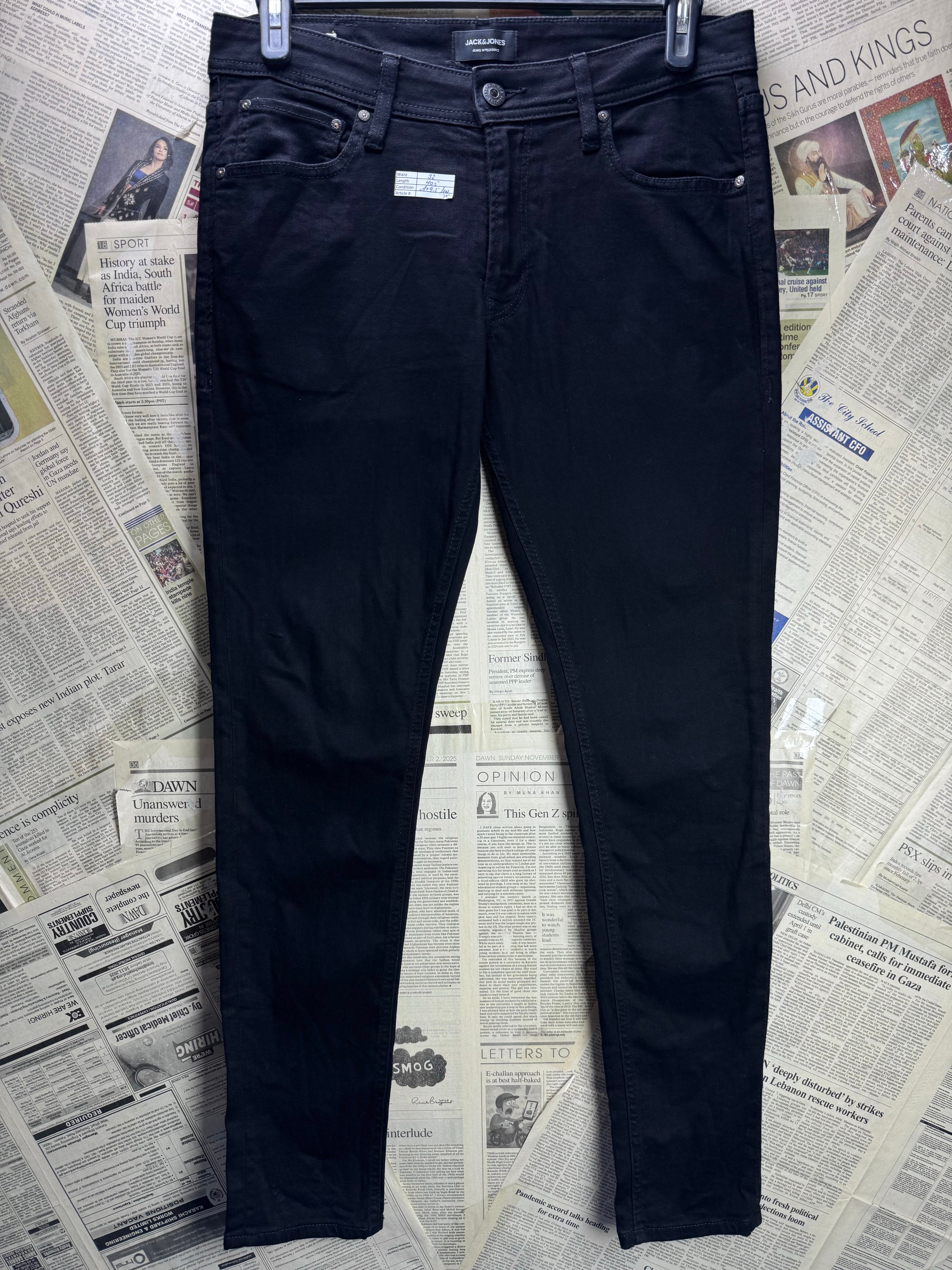 Jack & Jones® Waist: 32" | Black | Skinny Fit Denim Pants | Cotton - Elastane | 2474 - Genuine Maal