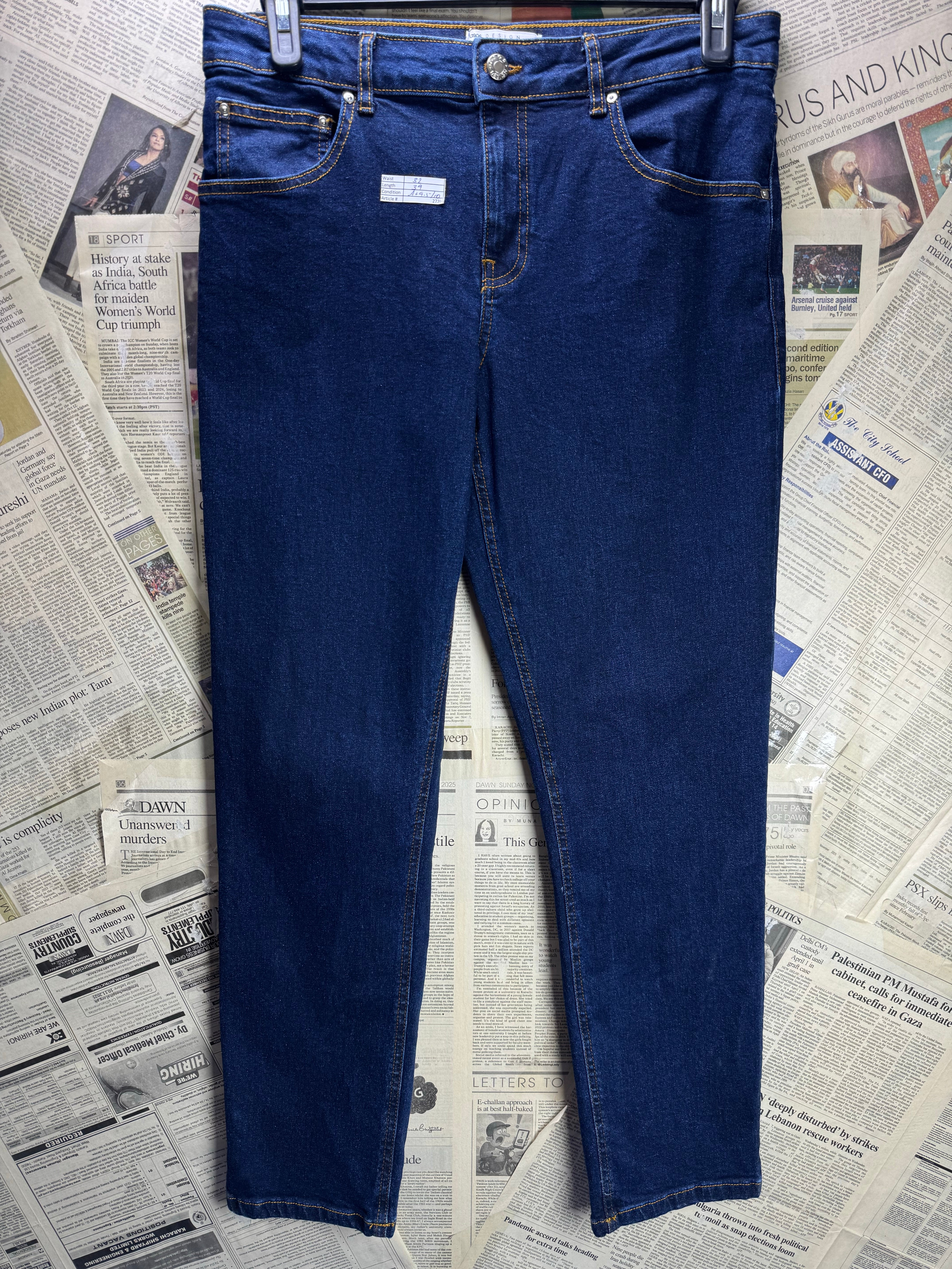 Asos® Waist: 32" | Blue | Slim Fit Denim Pants | Cotton - Elastane | 2736 - Genuine Maal