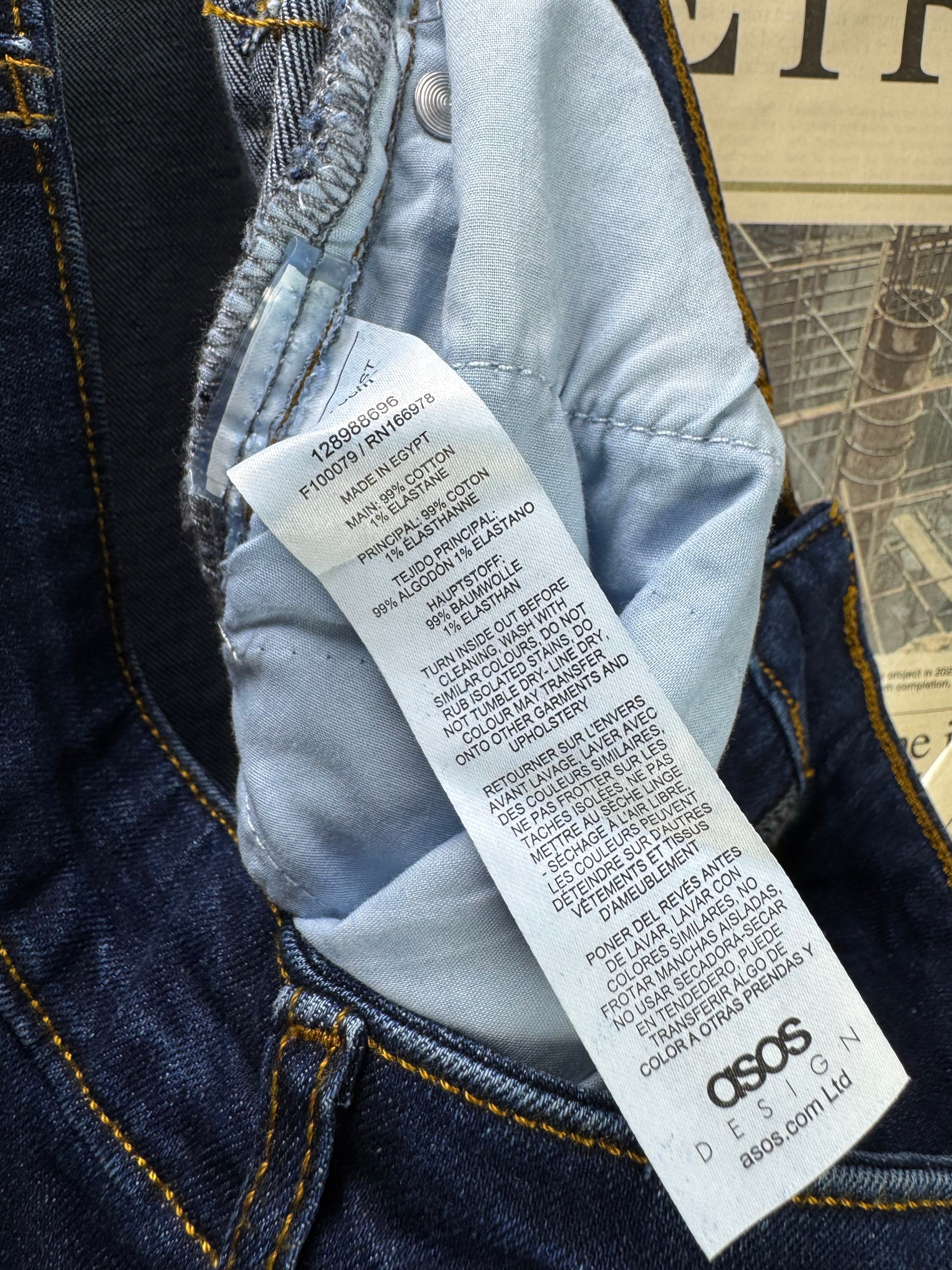 Asos® Waist: 32" | Blue | Slim Fit Denim Pants | Cotton - Elastane | 2736 - Genuine Maal