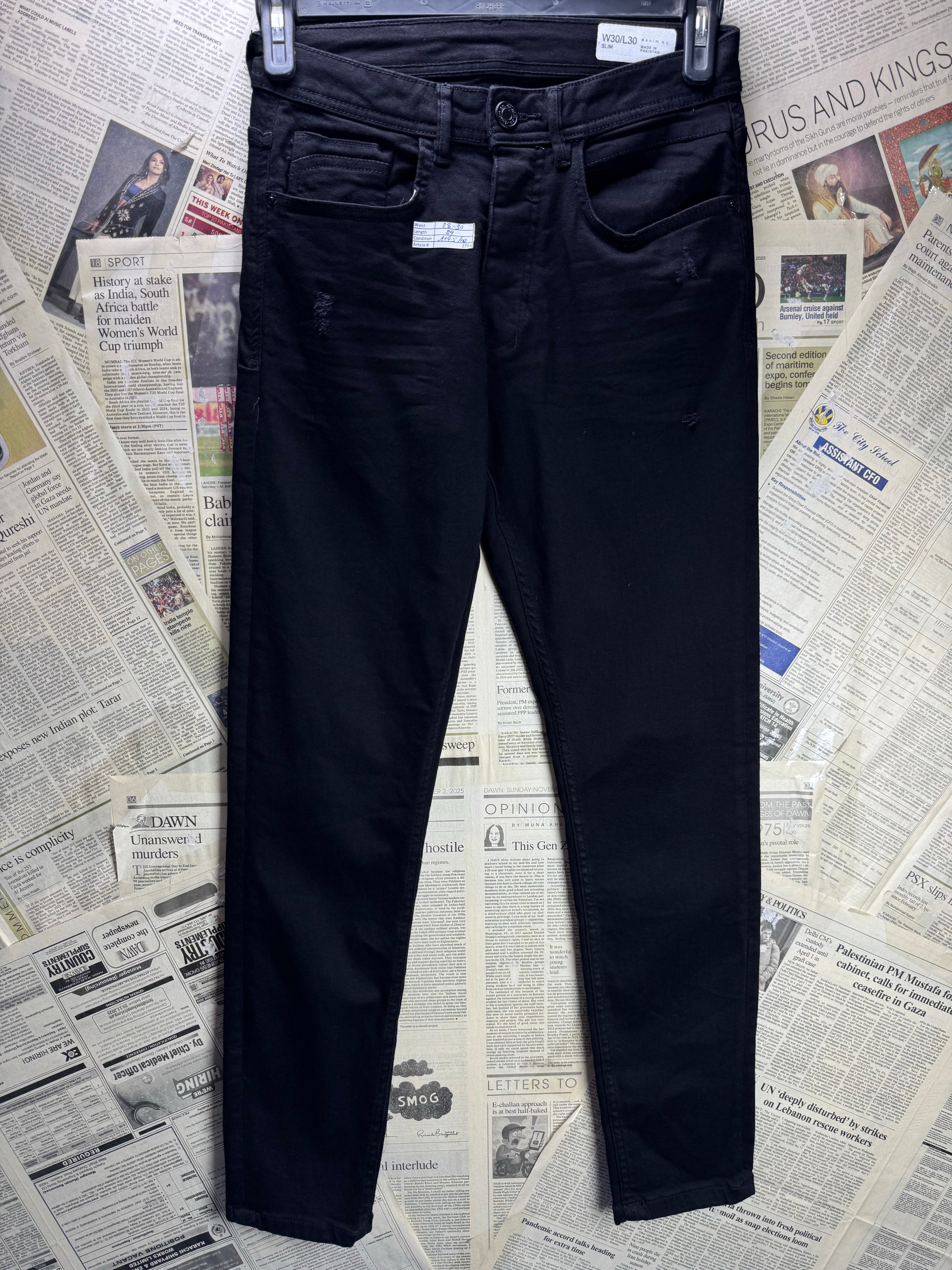 Denim Co.® Waist: 28" to 30" | Black | Slim Fit Denim Pants | Cotton - Elastane - Lycra | 2734 - Genuine Maal