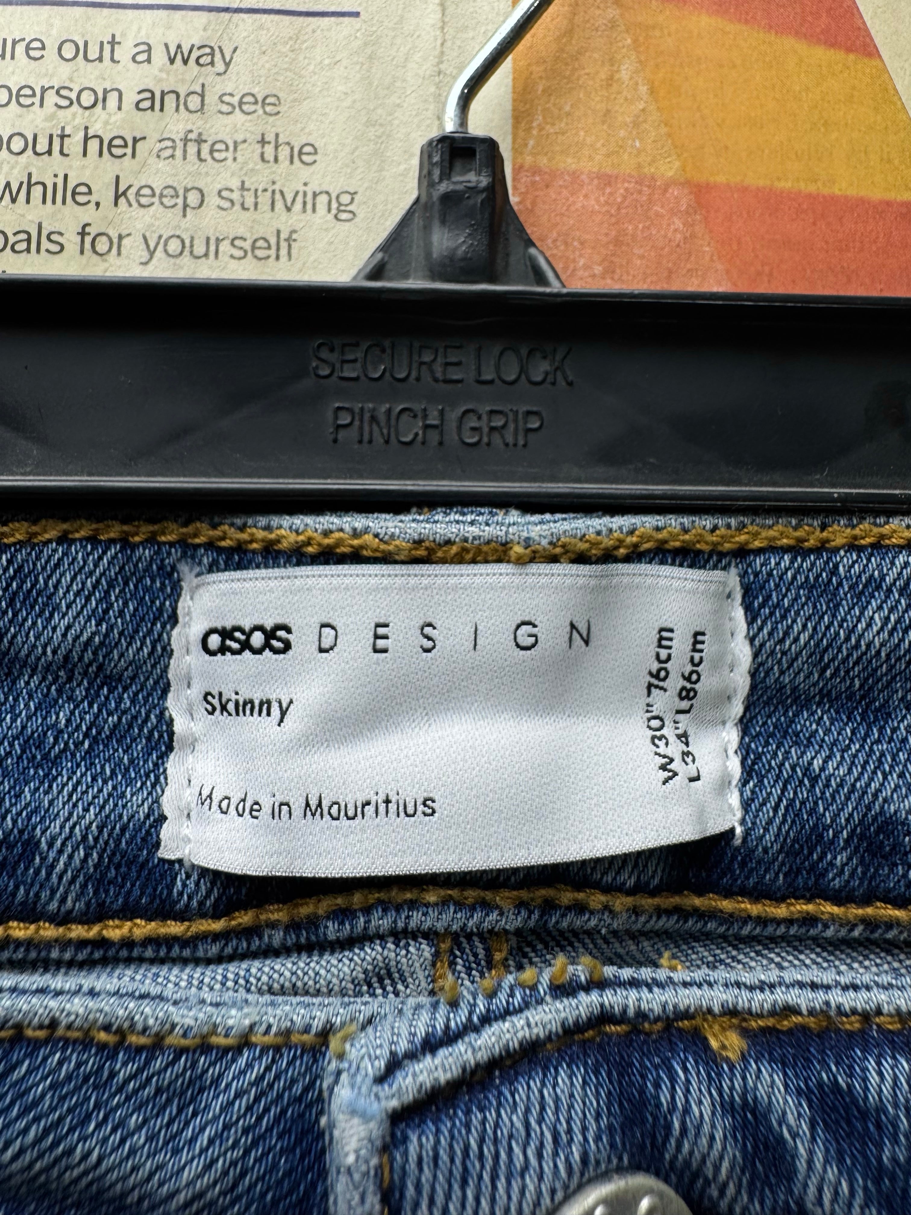 Asos® Waist: 30" | Blue | Skinny Fit Denim Pants | Cotton - Elastane | 2730 - Genuine Maal