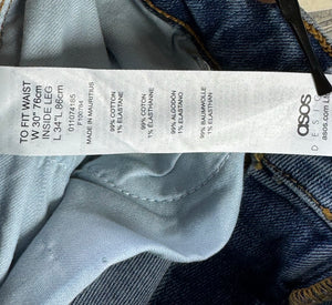 Asos® Waist: 30" | Blue | Skinny Fit Denim Pants | Cotton - Elastane | 2730 - Genuine Maal