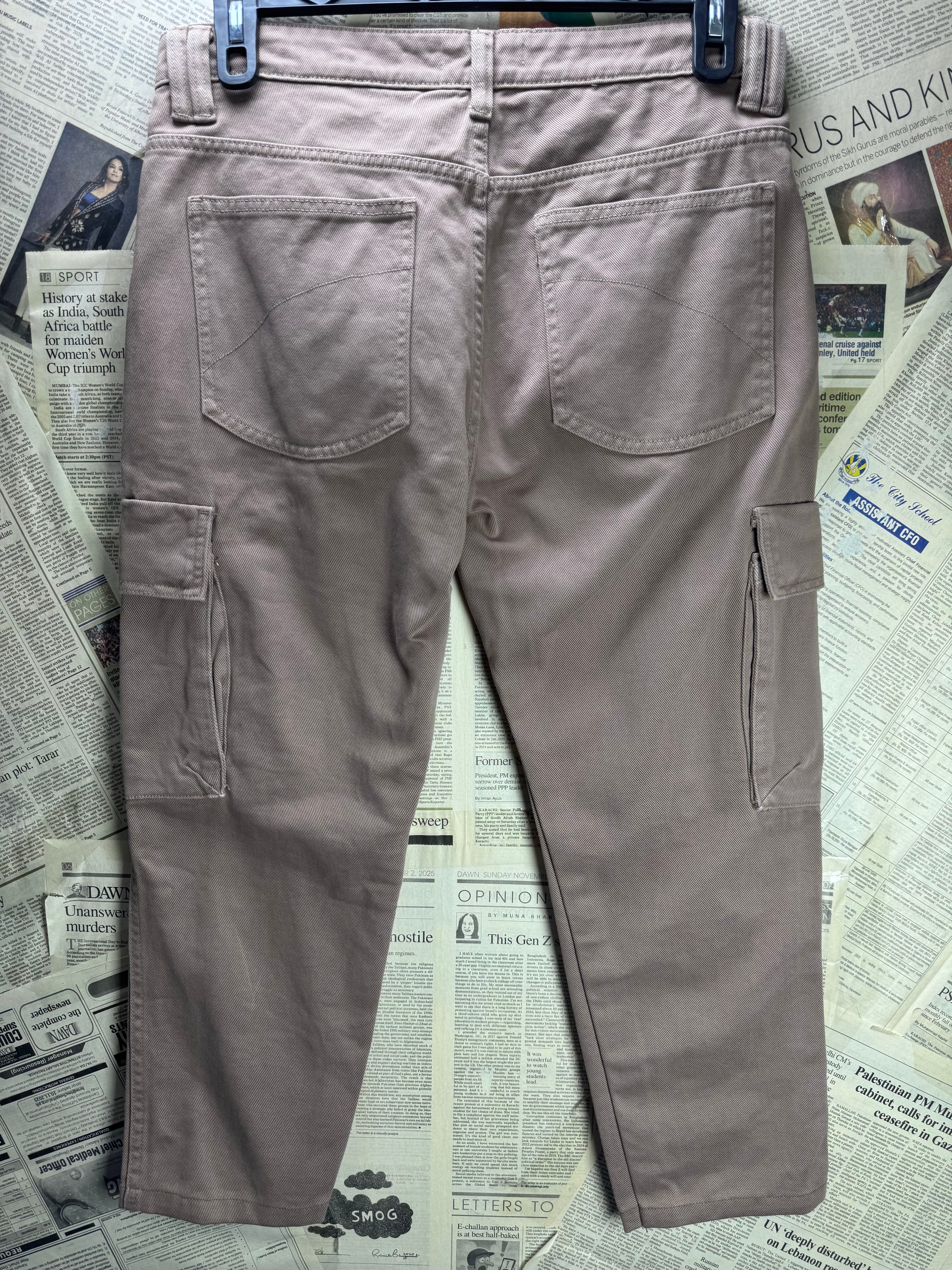 Reserved® Waist: 32" | Tan | Relaxed Fit Cargo Denim Pants | Cotton | 2737 - Genuine Maal