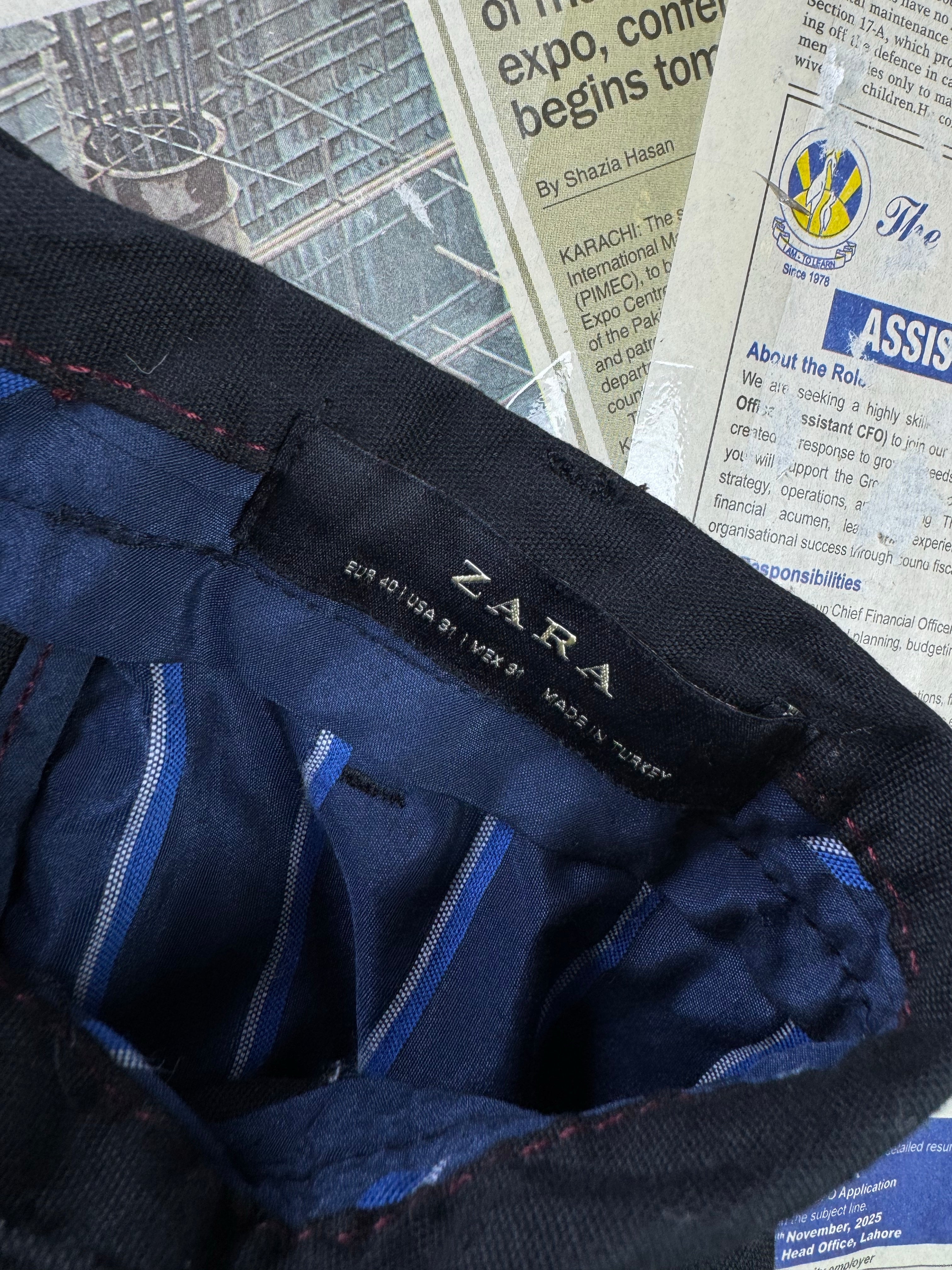Zara® Waist: 30" | Black | Chino Pant | Poly - Viscose - Elastane | 2698 - Genuine Maal