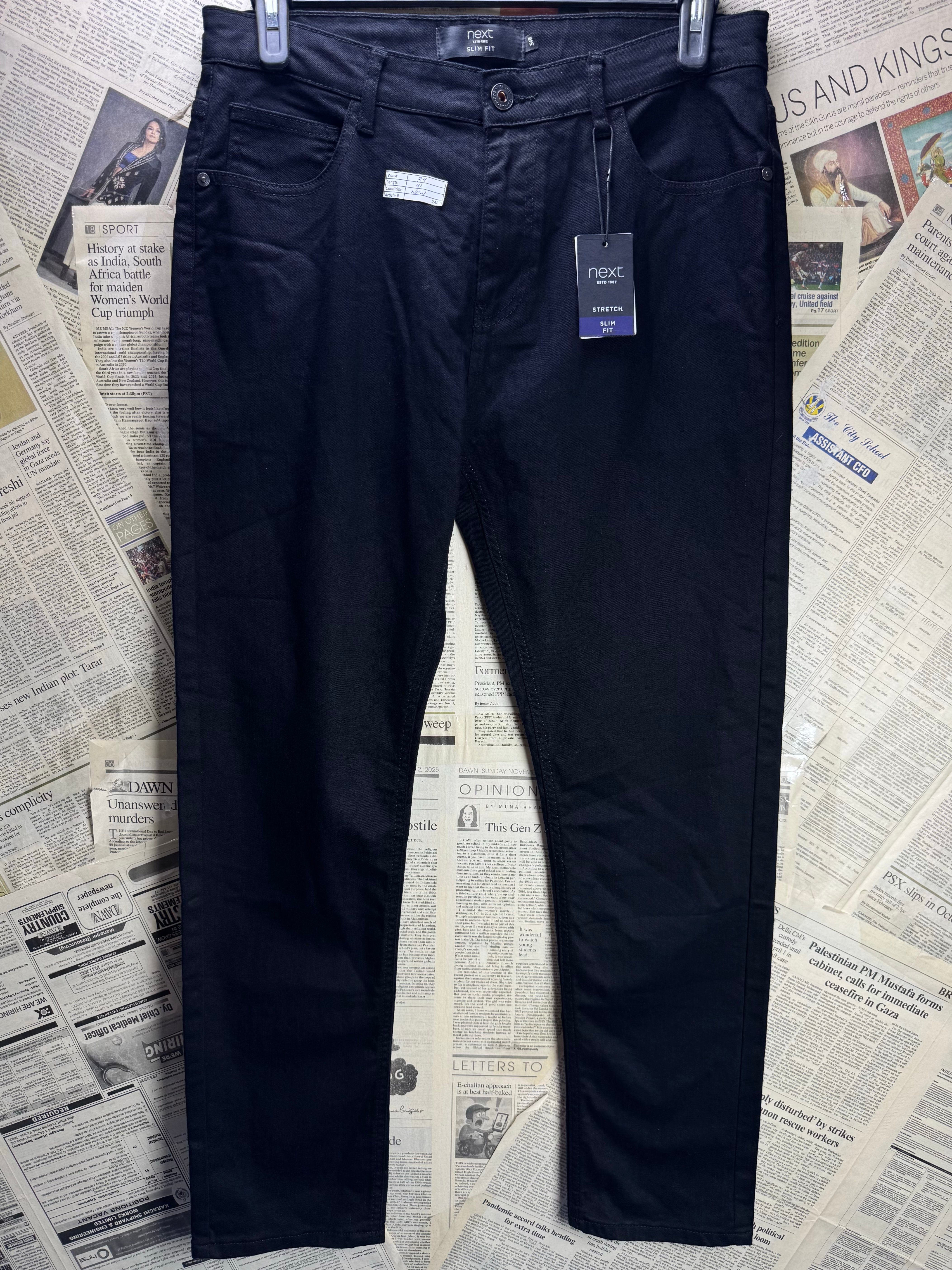 Next® Waist: 34" | Black | Slim Fit Denim Pants | Cotton - Elastane | 2489 - Genuine Maal