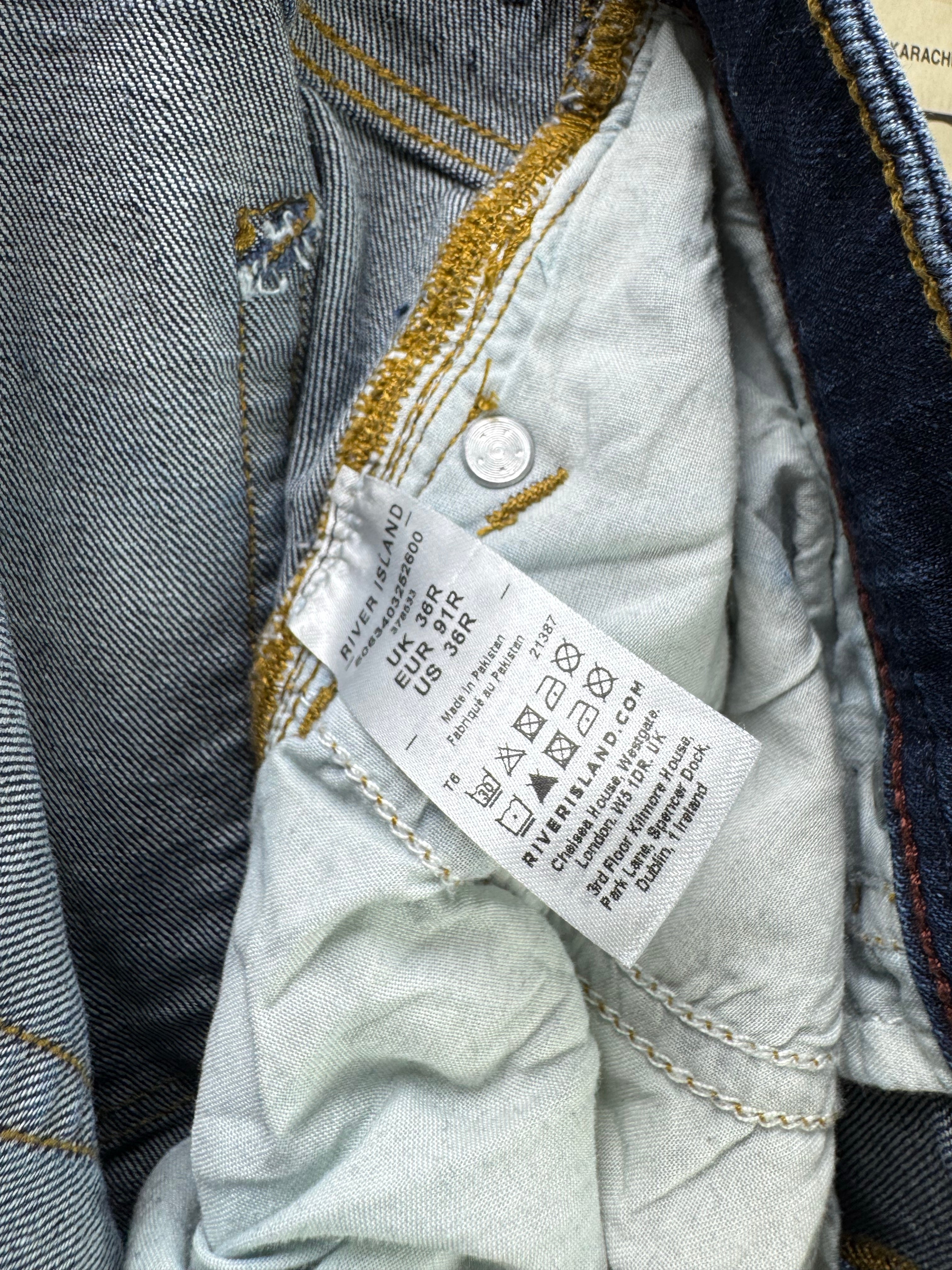 River Island® Waist: 36" | Blue | Skinny Fit Denim Pants | Cotton - Elastane | 2456 - Genuine Maal
