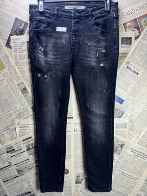 Avenzi Jeans® Waist: 32" | Black | Distressed Denim Pants | Poly - Cotton - Elastane | 2500 - Genuine Maal