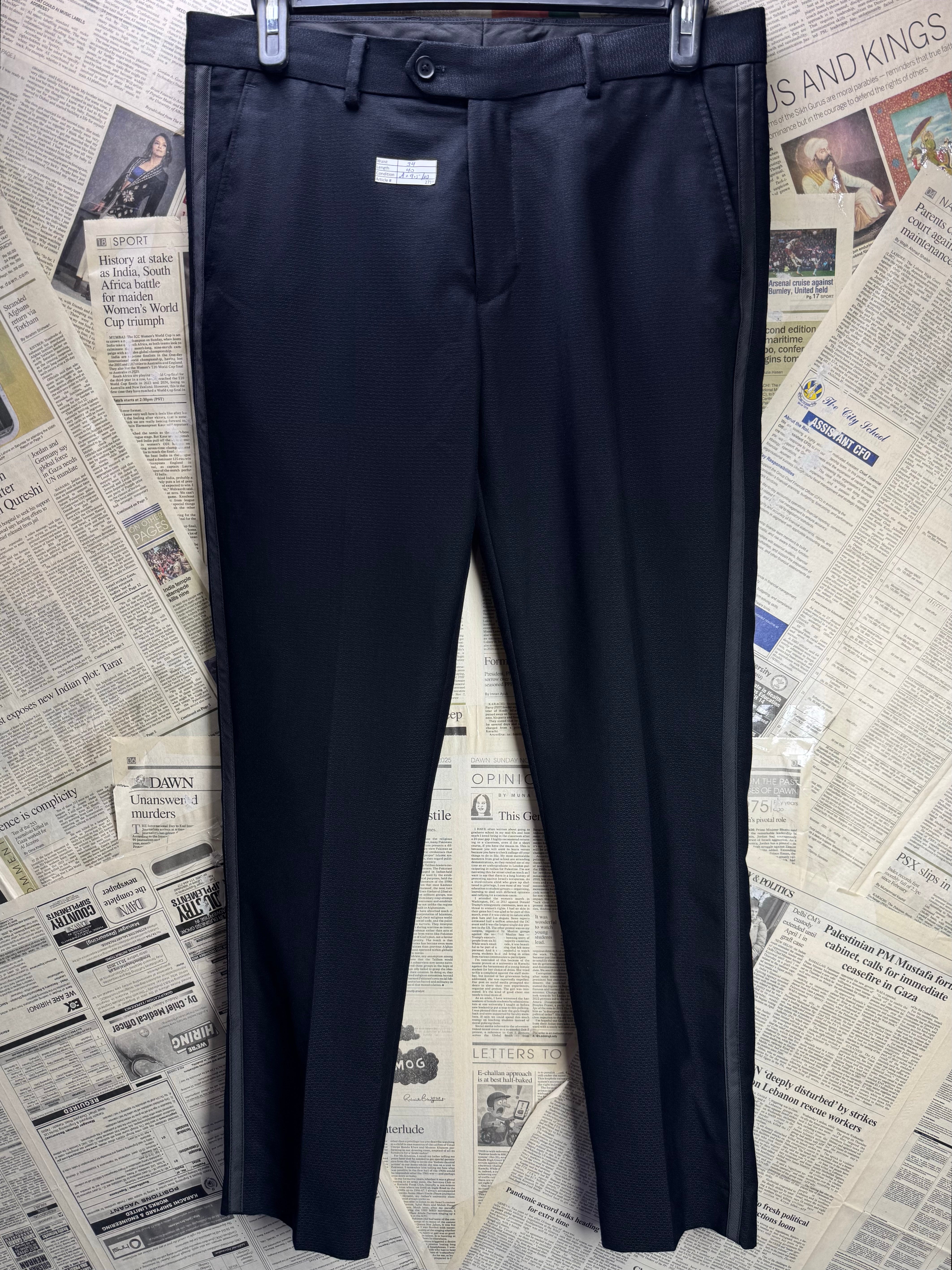 Markslater® Waist: 34" | Black | Skinny Fit Dress Pants | Poly - Viscose | 2719 - Genuine Maal