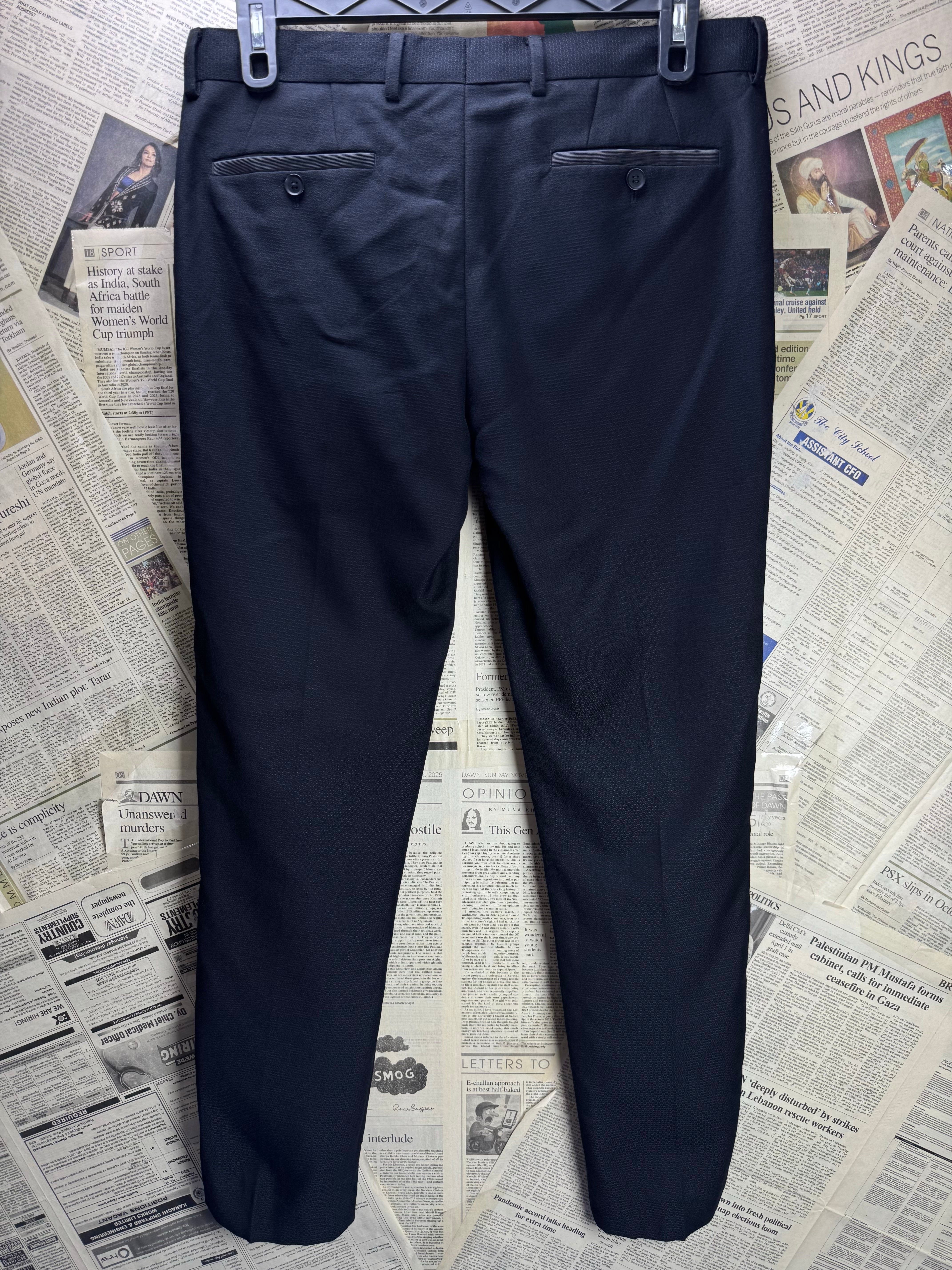Markslater® Waist: 34" | Black | Skinny Fit Dress Pants | Poly - Viscose | 2719 - Genuine Maal