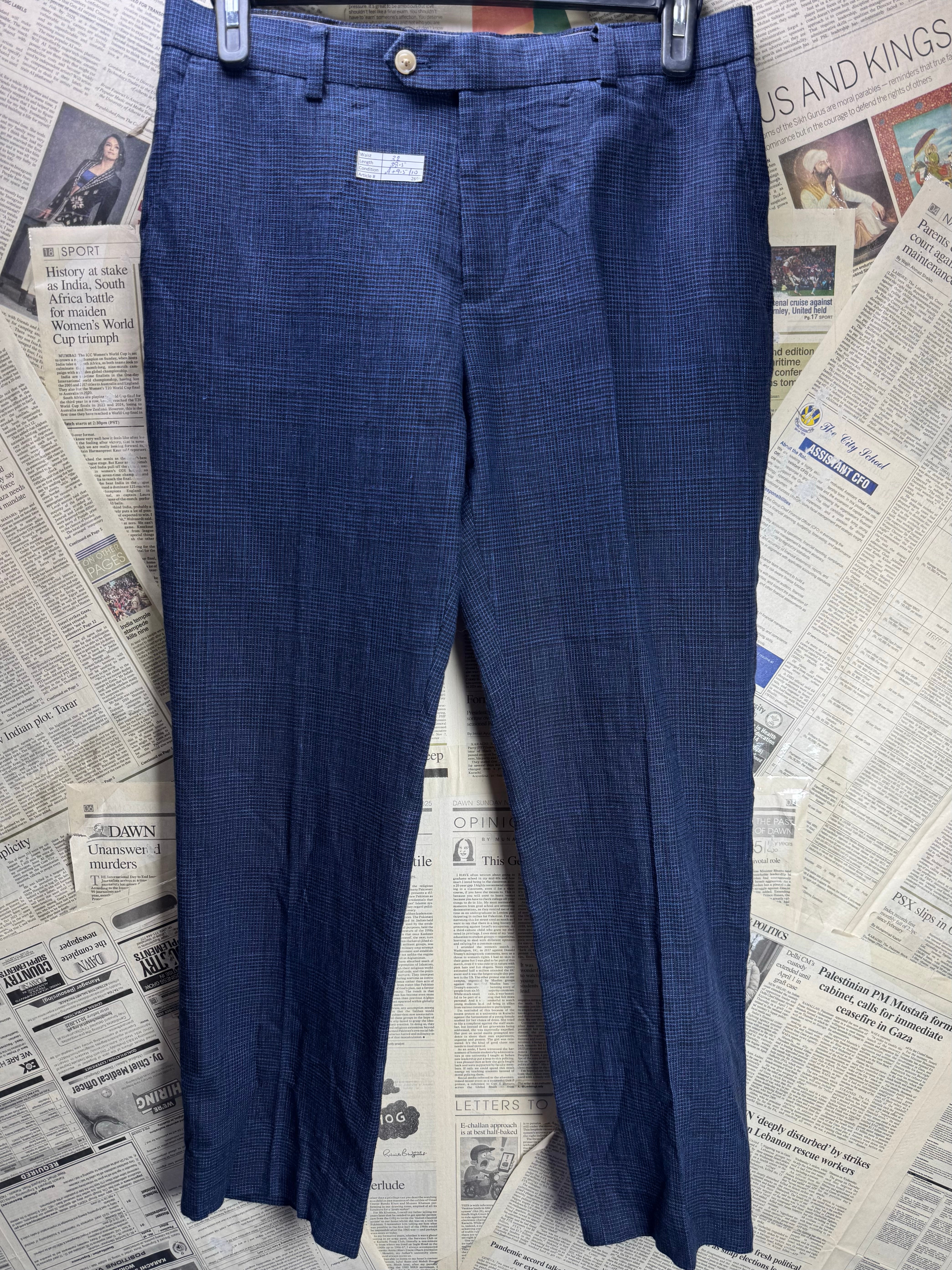 Next® Waist: 32" | Blue | Dress Pants | Linen - Cotton | 2965 - Genuine Maal