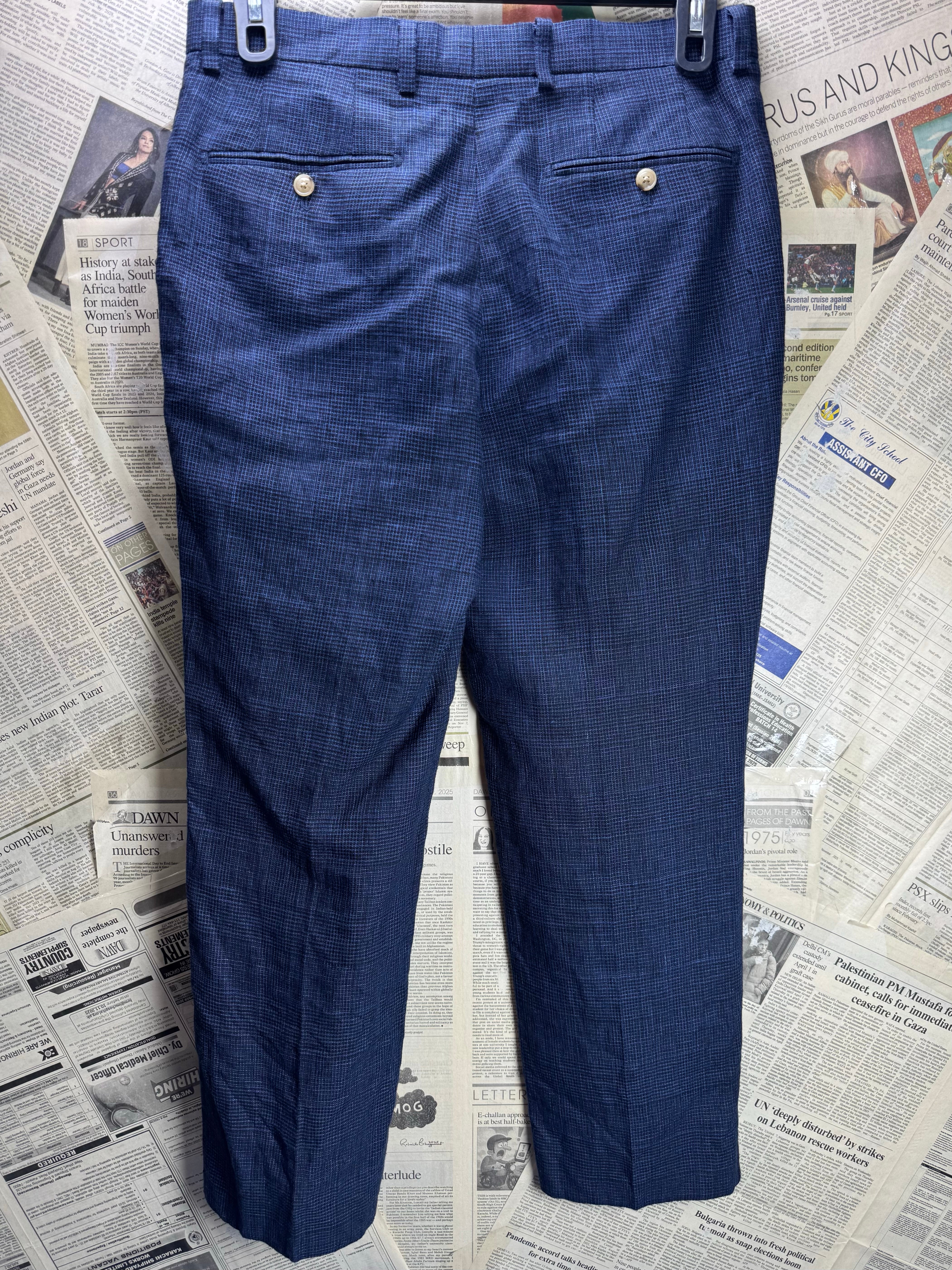 Next® Waist: 32" | Blue | Dress Pants | Linen - Cotton | 2965 - Genuine Maal