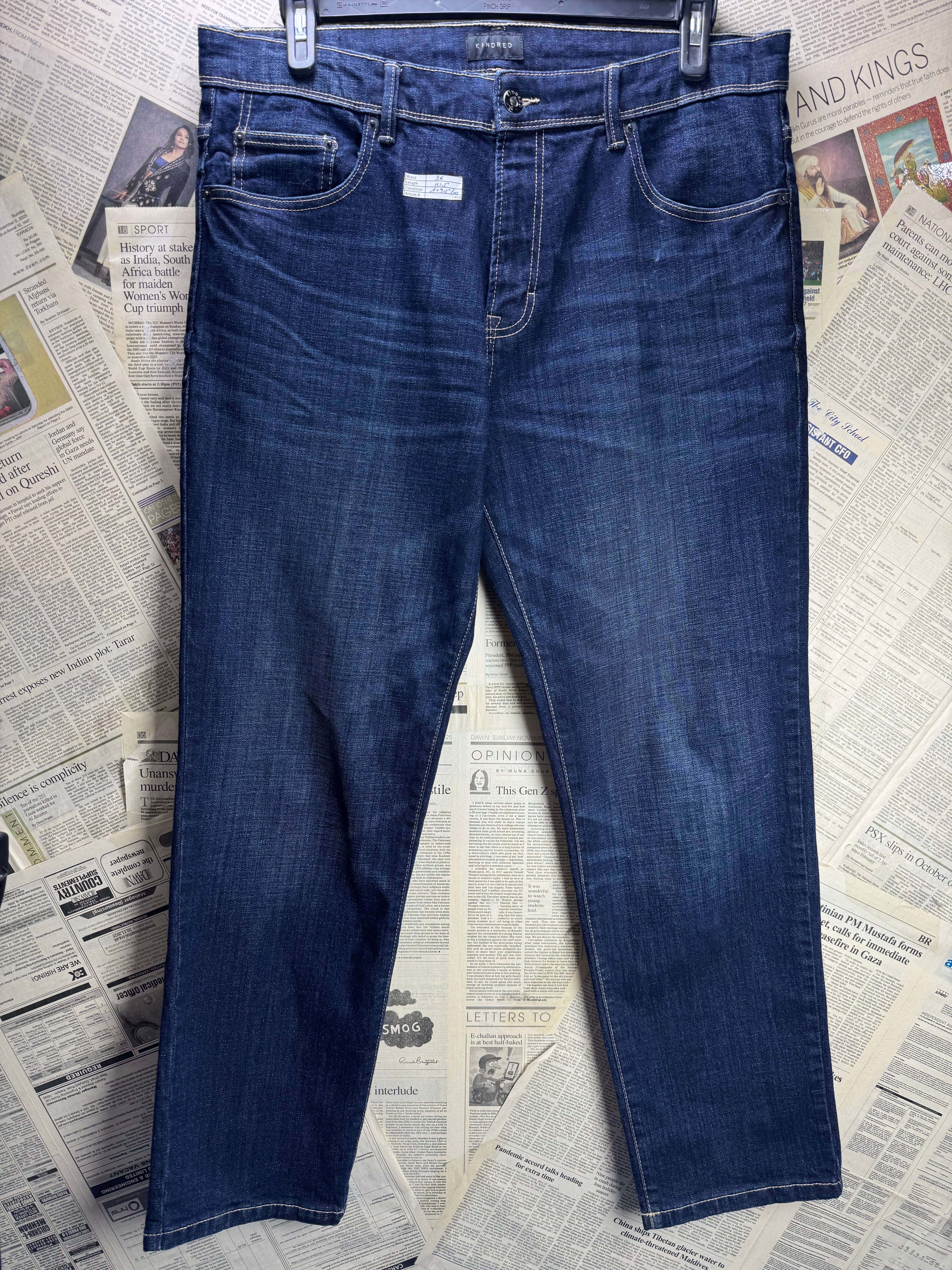 Kindred® Waist: 36" | Blue | Straight Fit Denim Pants | Cotton - Elastane | 2460 - Genuine Maal