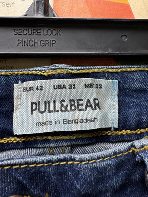 Pull&Bear® Waist: 32" | Blue | Super Skinny Denim Pants | Cotton - Elastane | 2739 - Genuine Maal