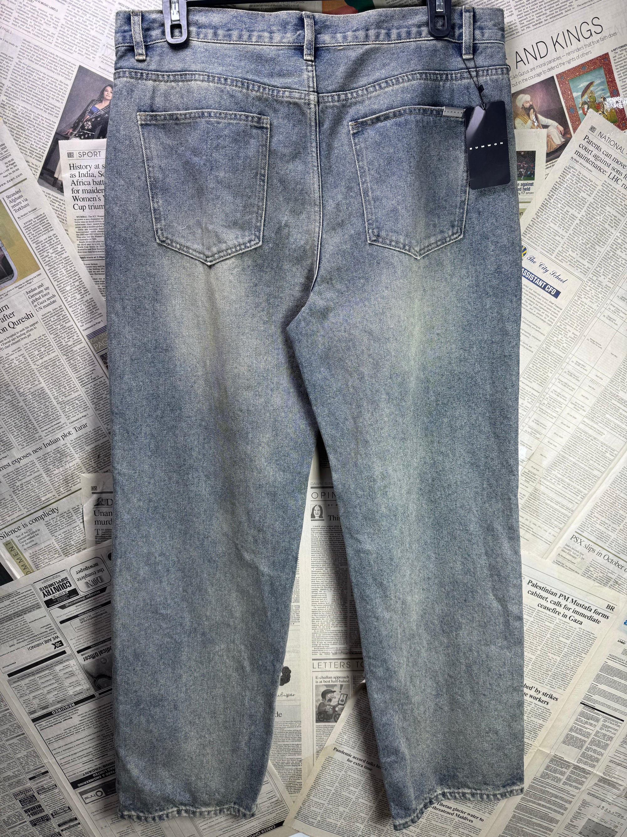 Sumwon® Waist: 36" to 38" | Faded Blue | Regular Fit Denim Pant | Cotton - Visc - Poly | 1266 - Genuine Maal