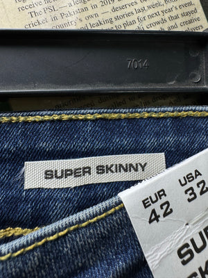 Pull&Bear® Waist: 32" | Blue | Super Skinny Denim Pants | Cotton - Elastane | 2739 - Genuine Maal