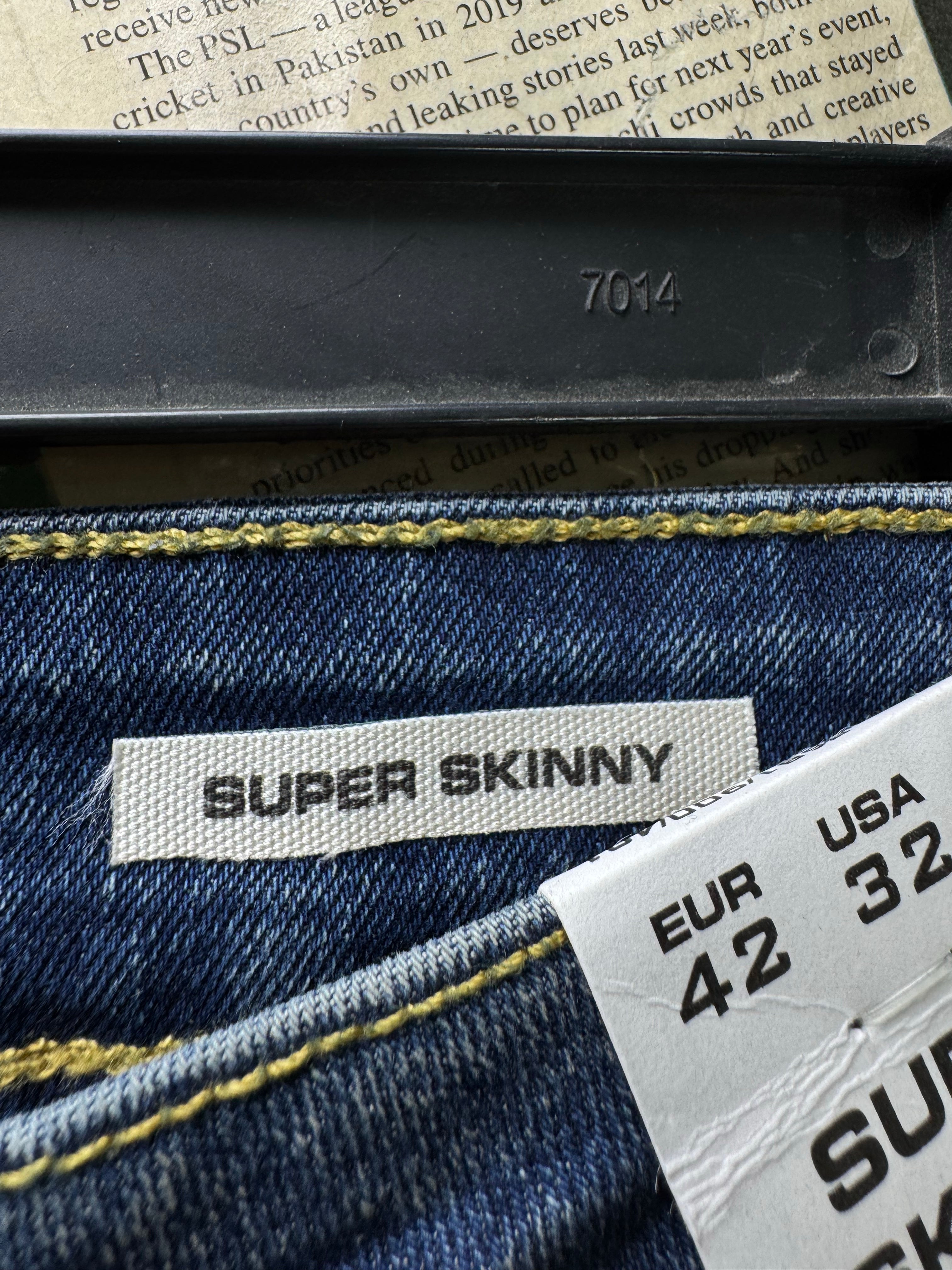 Pull&Bear® Waist: 32" | Blue | Super Skinny Denim Pants | Cotton - Elastane | 2739 - Genuine Maal