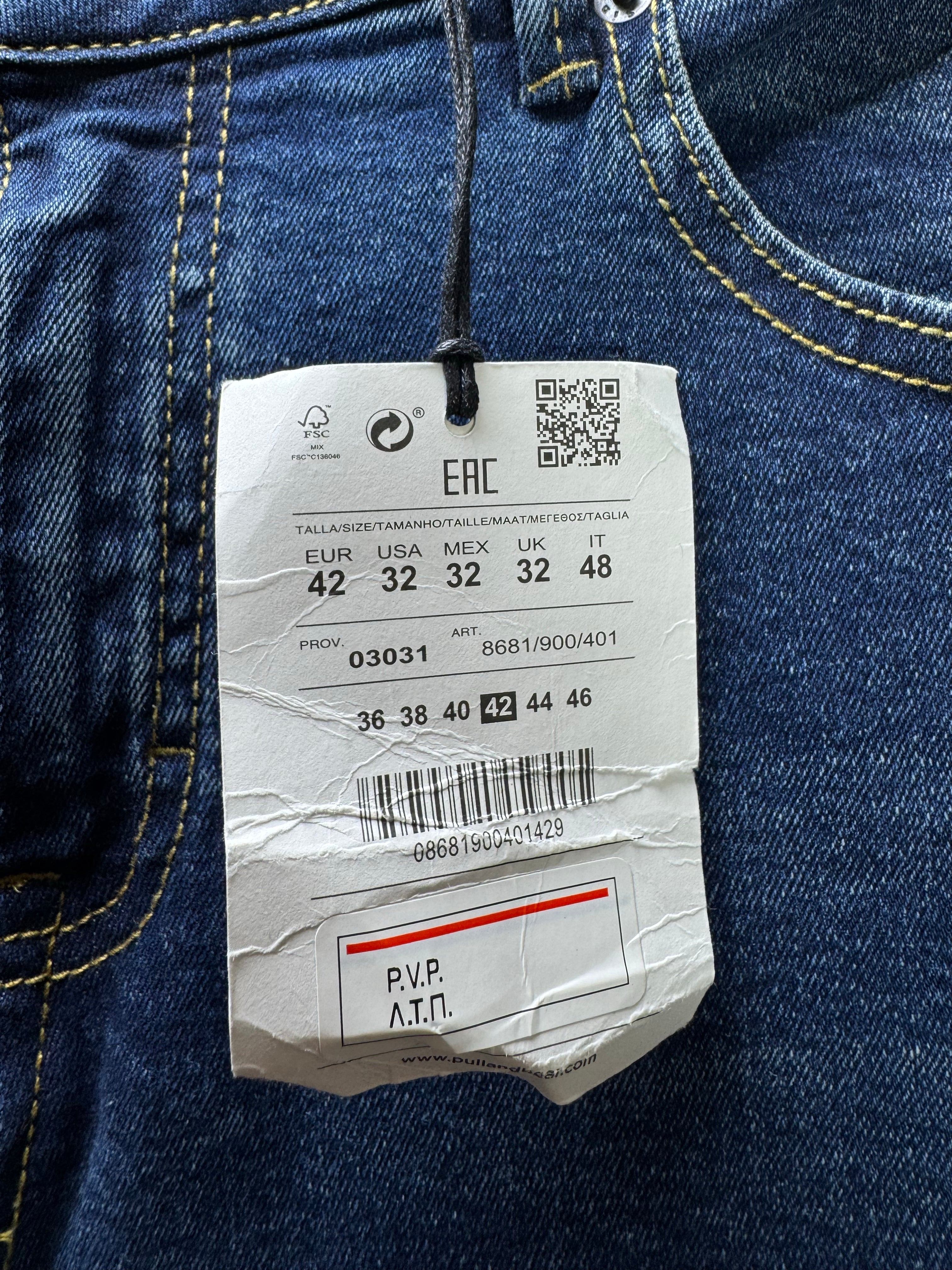 Pull&Bear® Waist: 32" | Blue | Super Skinny Denim Pants | Cotton - Elastane | 2739 - Genuine Maal