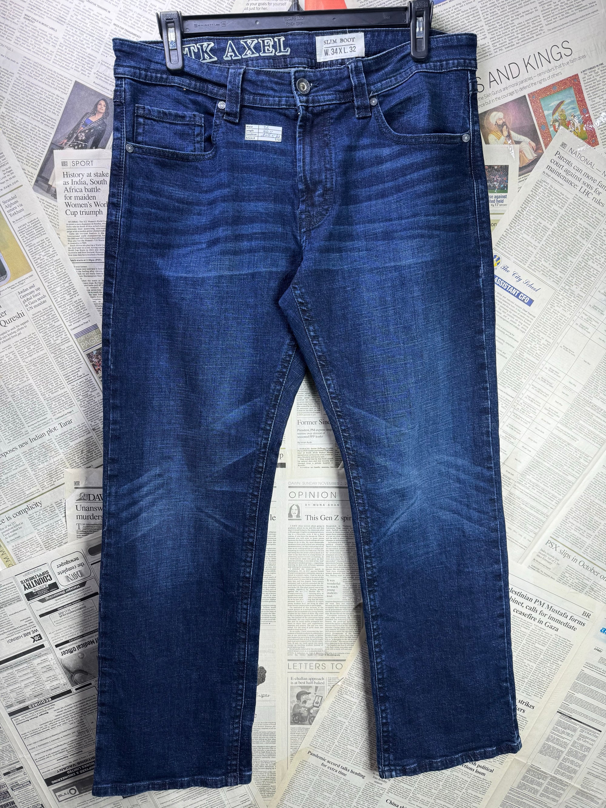 TK Axel® Waist: 36" | Dark Blue | Slim Boot Fit Denim Pant | Cotton - Spandex | 1264 - Genuine Maal