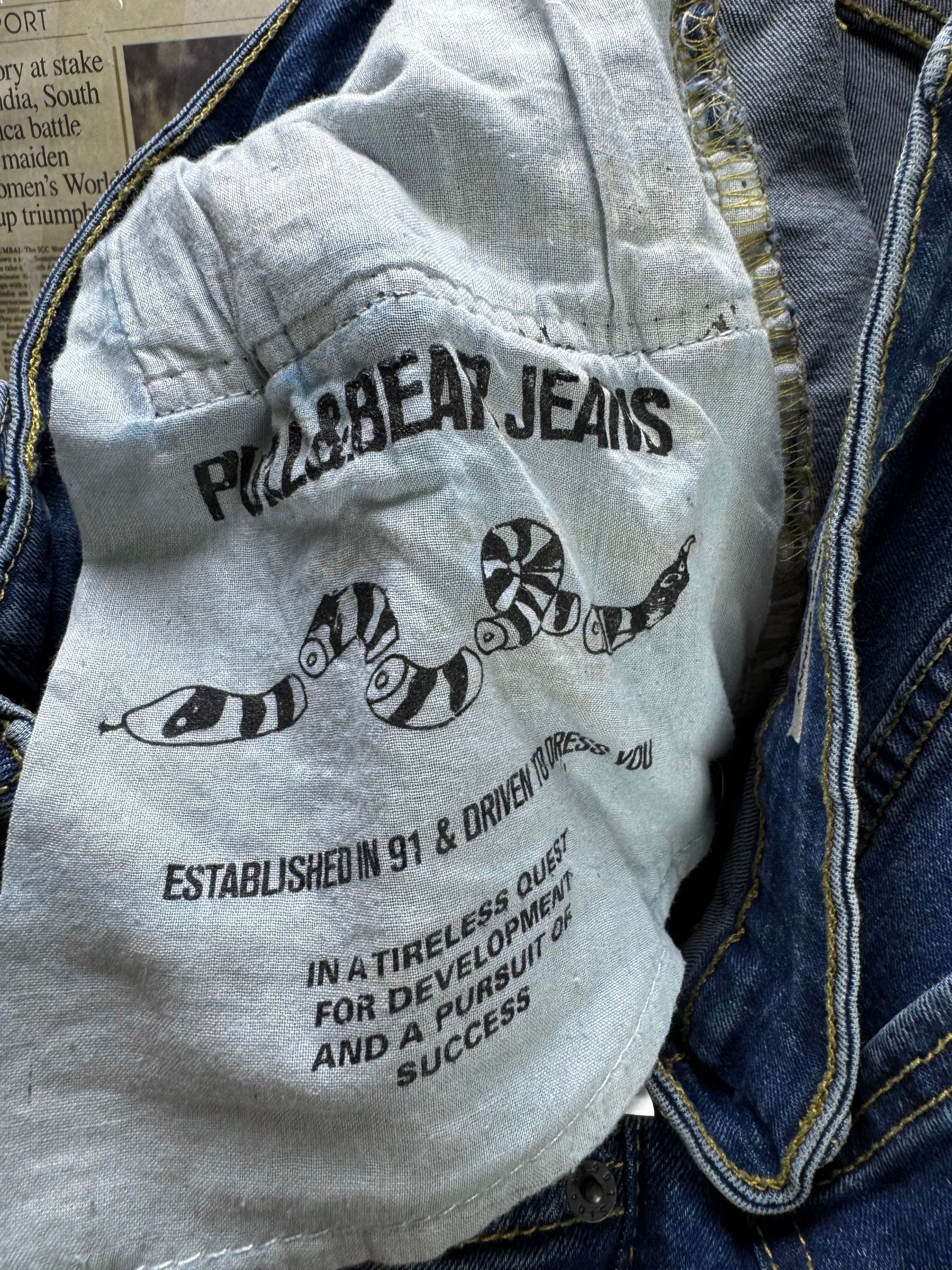 Pull&Bear® Waist: 32" | Blue | Super Skinny Denim Pants | Cotton - Elastane | 2739 - Genuine Maal