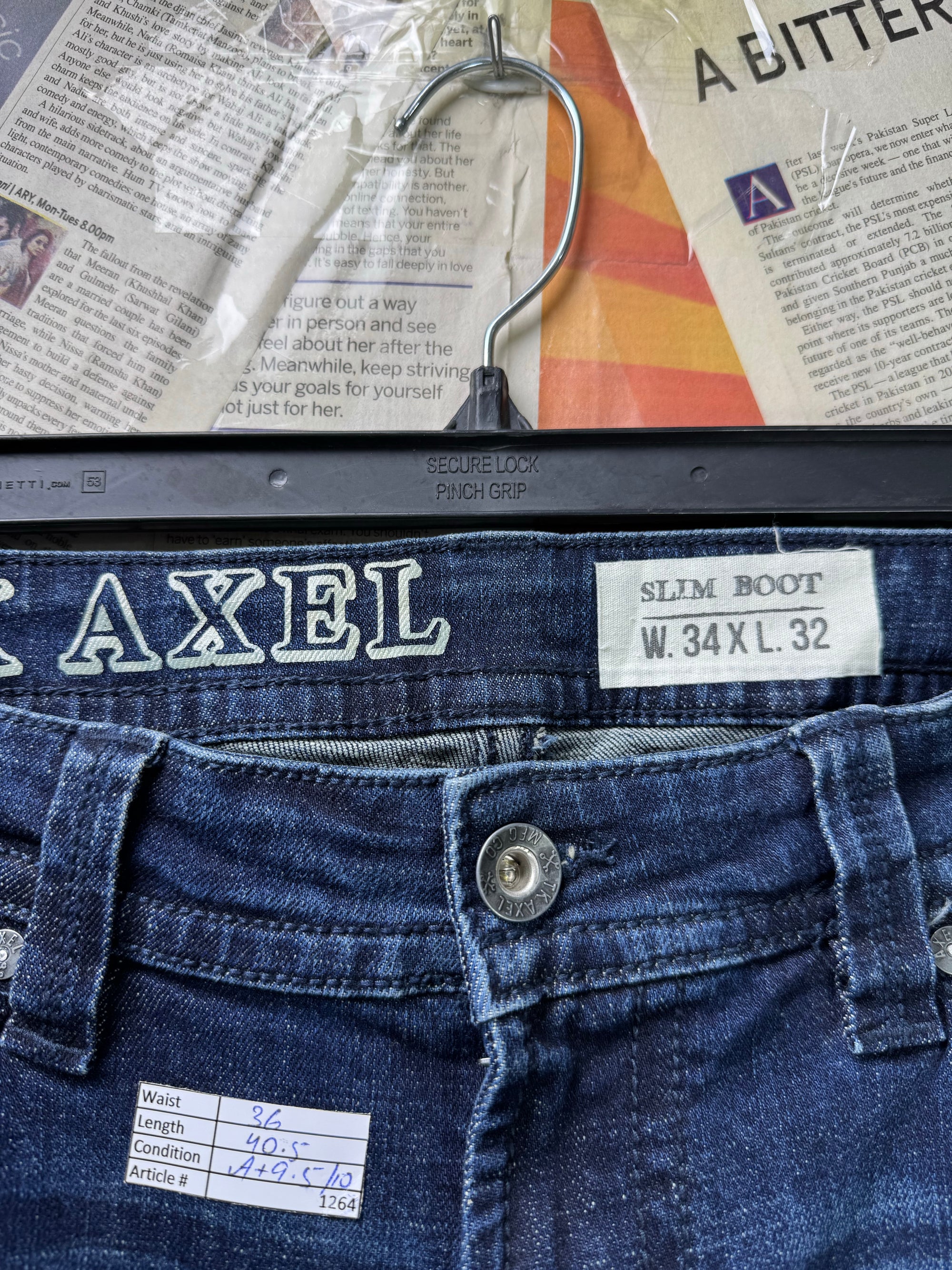 TK Axel® Waist: 36" | Dark Blue | Slim Boot Fit Denim Pant | Cotton - Spandex | 1264 - Genuine Maal