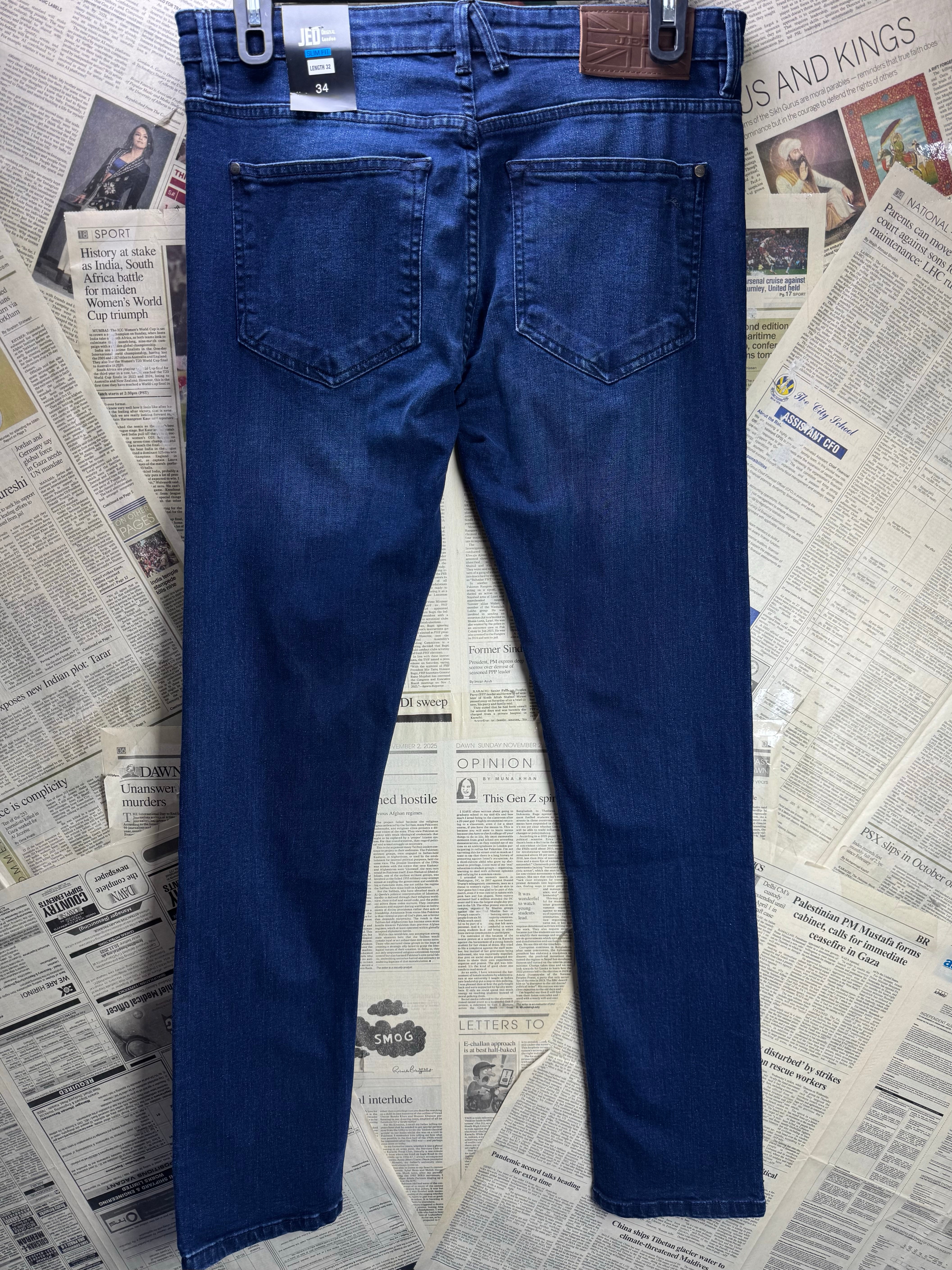 JED® Waist: 34" | Blue | Denim Pants | Cotton - Spandex | 2740 - Genuine Maal
