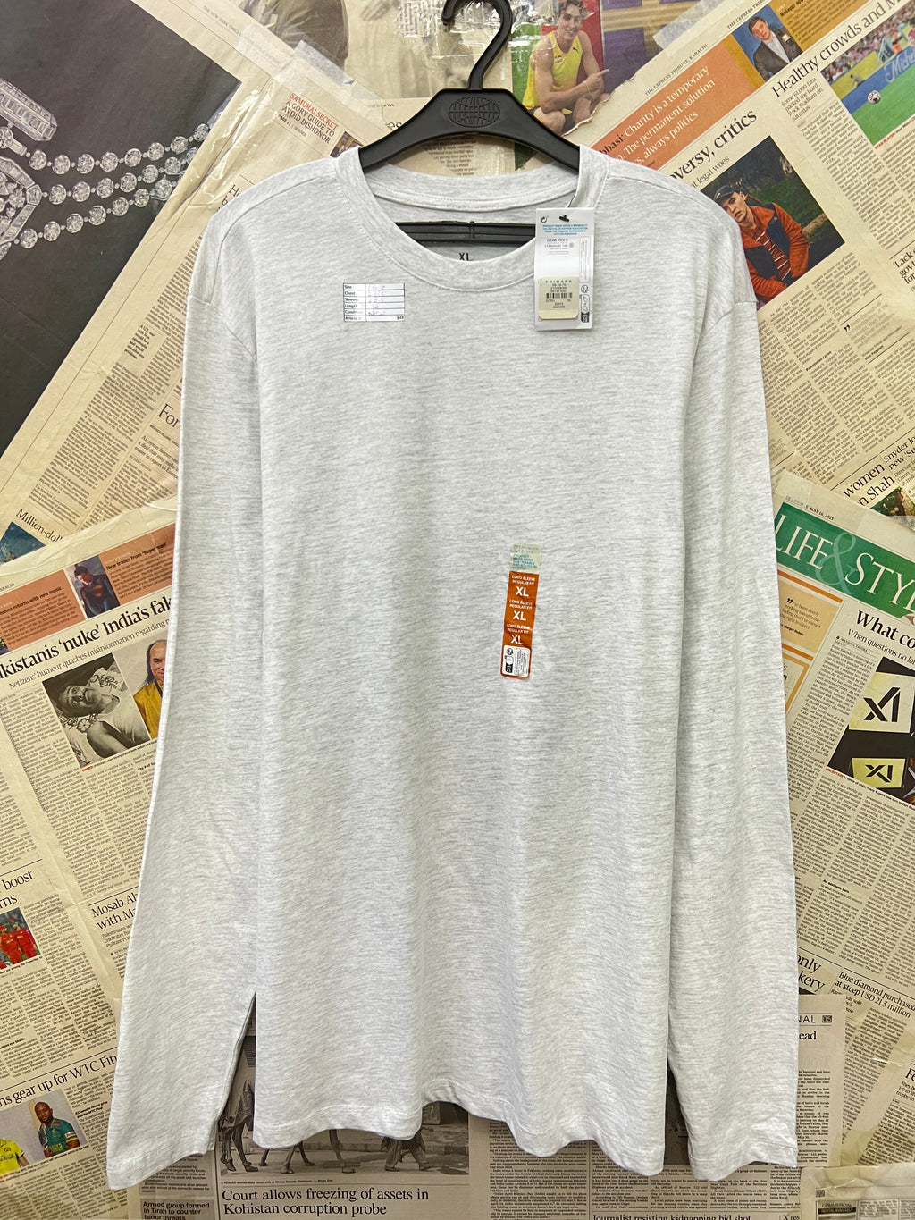 Primark® Large | Chest: 23.5" | Ash White | Shirt | 848 - Genuine Maal