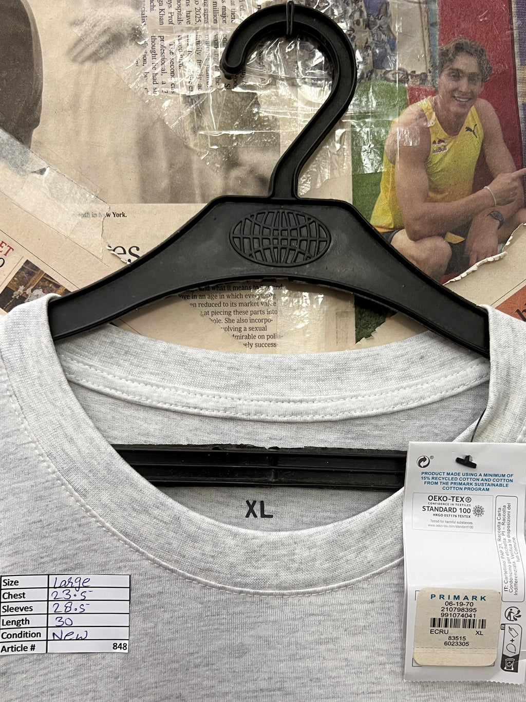 Primark® Large | Chest: 23.5" | Ash White | Shirt | 848 - Genuine Maal