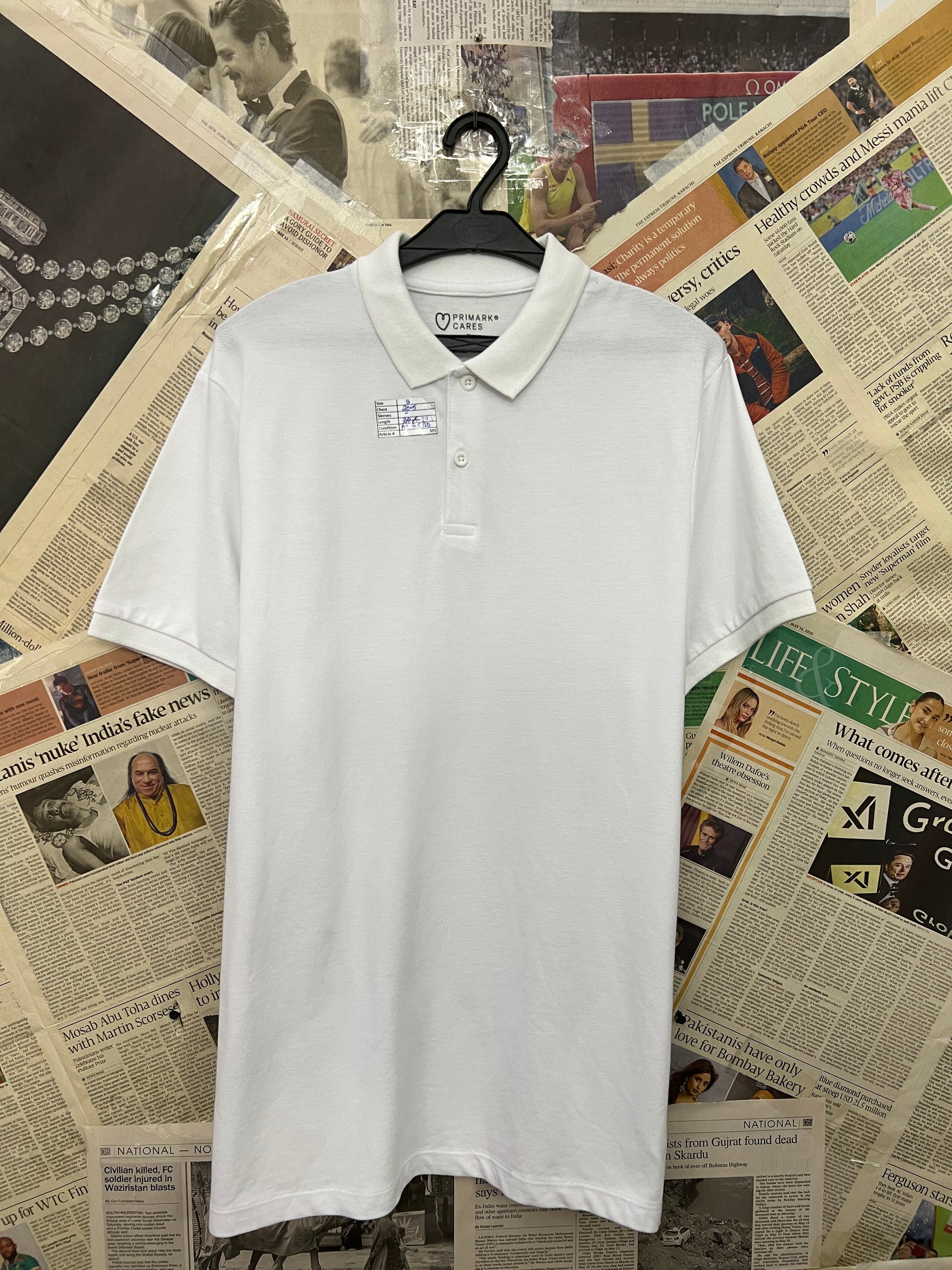 Primark® Small | Chest: 20.5" | White | Polo | 305 - Genuine Maal