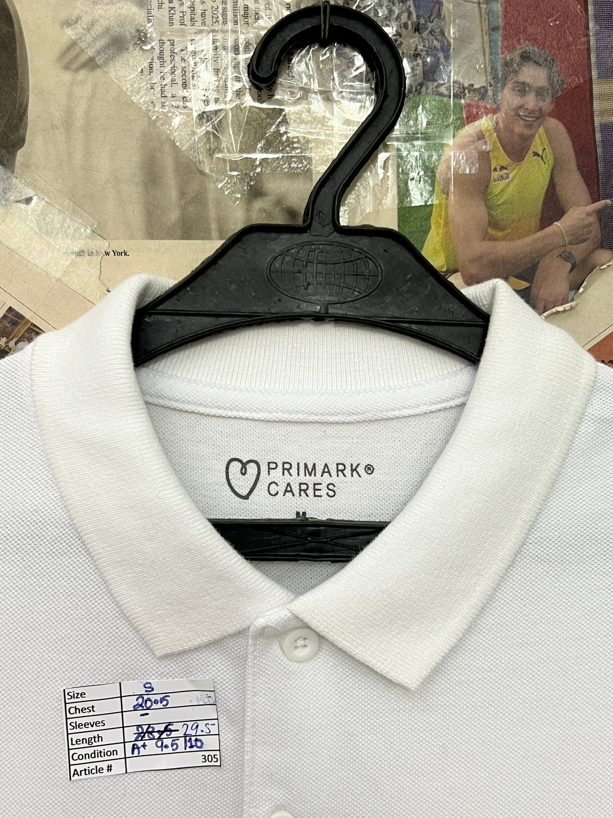 Primark® Small | Chest: 20.5" | White | Polo | 305 - Genuine Maal