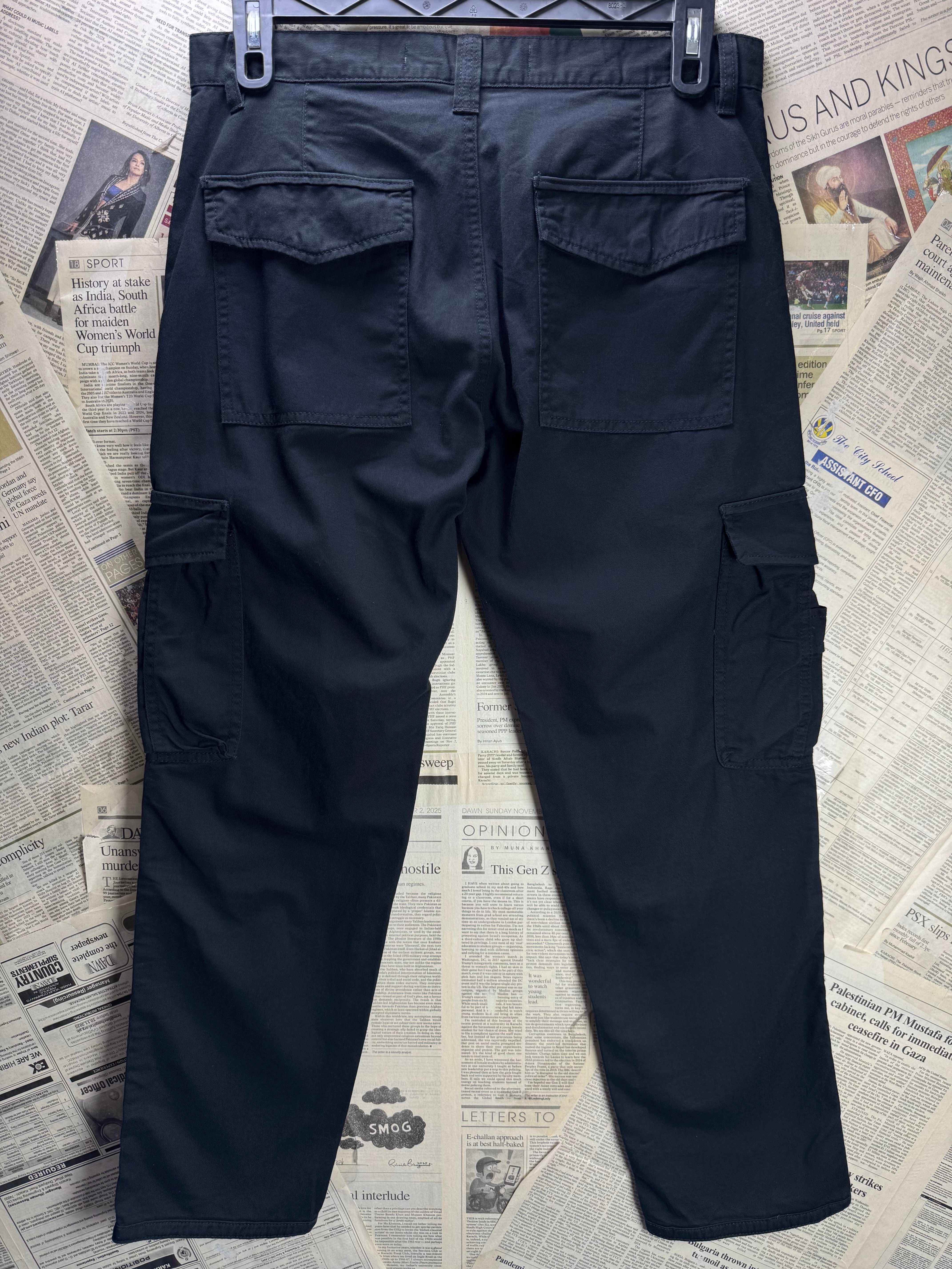 Primark® Waist: 32" | Black | Cargo Denim Pants | Cotton | 2461 - Genuine Maal