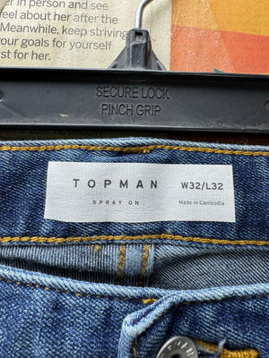 Topman® Waist: 32" | Blue | Super Skinny Denim Pants | Poly - Cotton - Elastane | 2458 - Genuine Maal