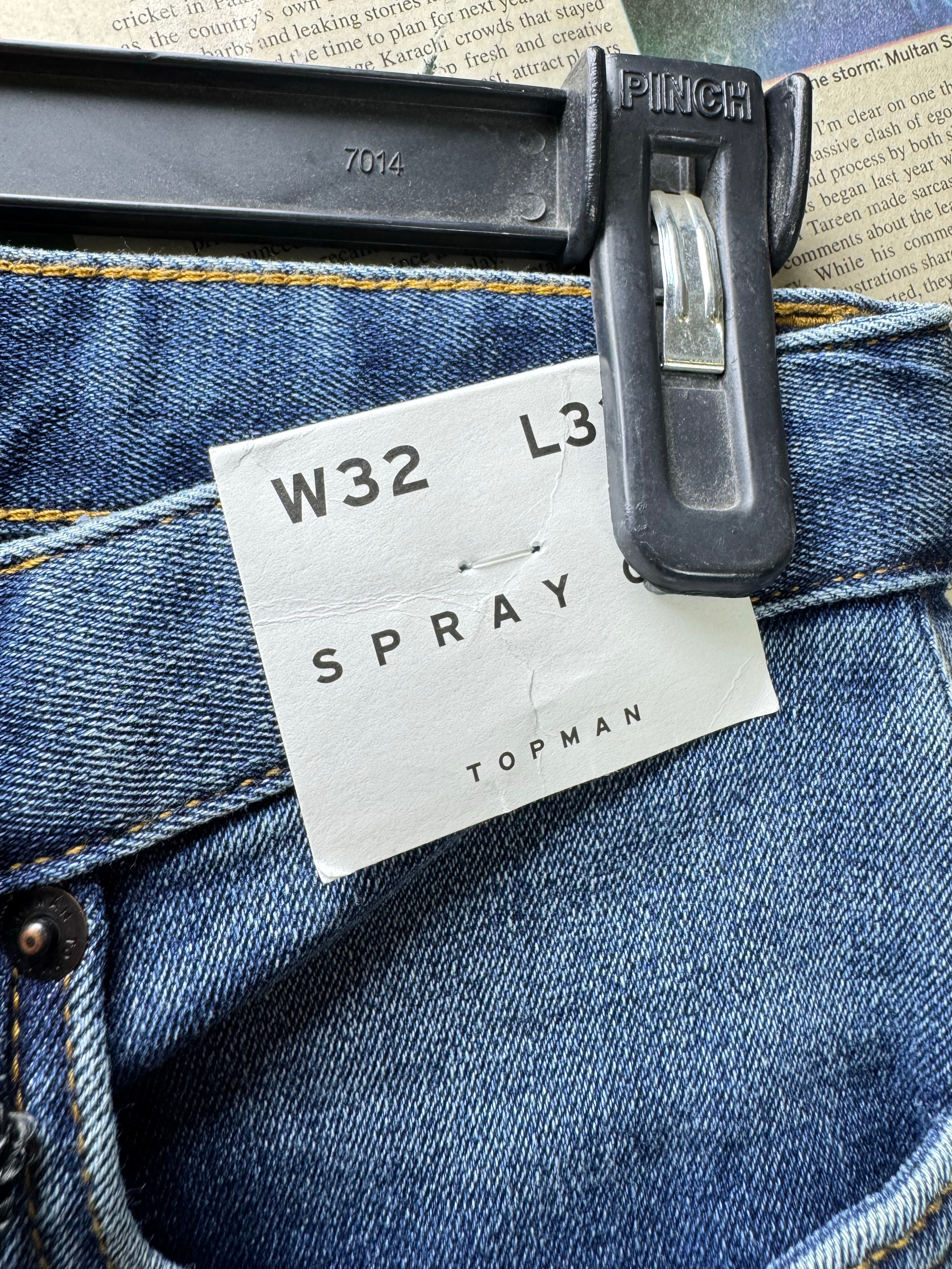 Topman® Waist: 32" | Blue | Super Skinny Denim Pants | Poly - Cotton - Elastane | 2458 - Genuine Maal