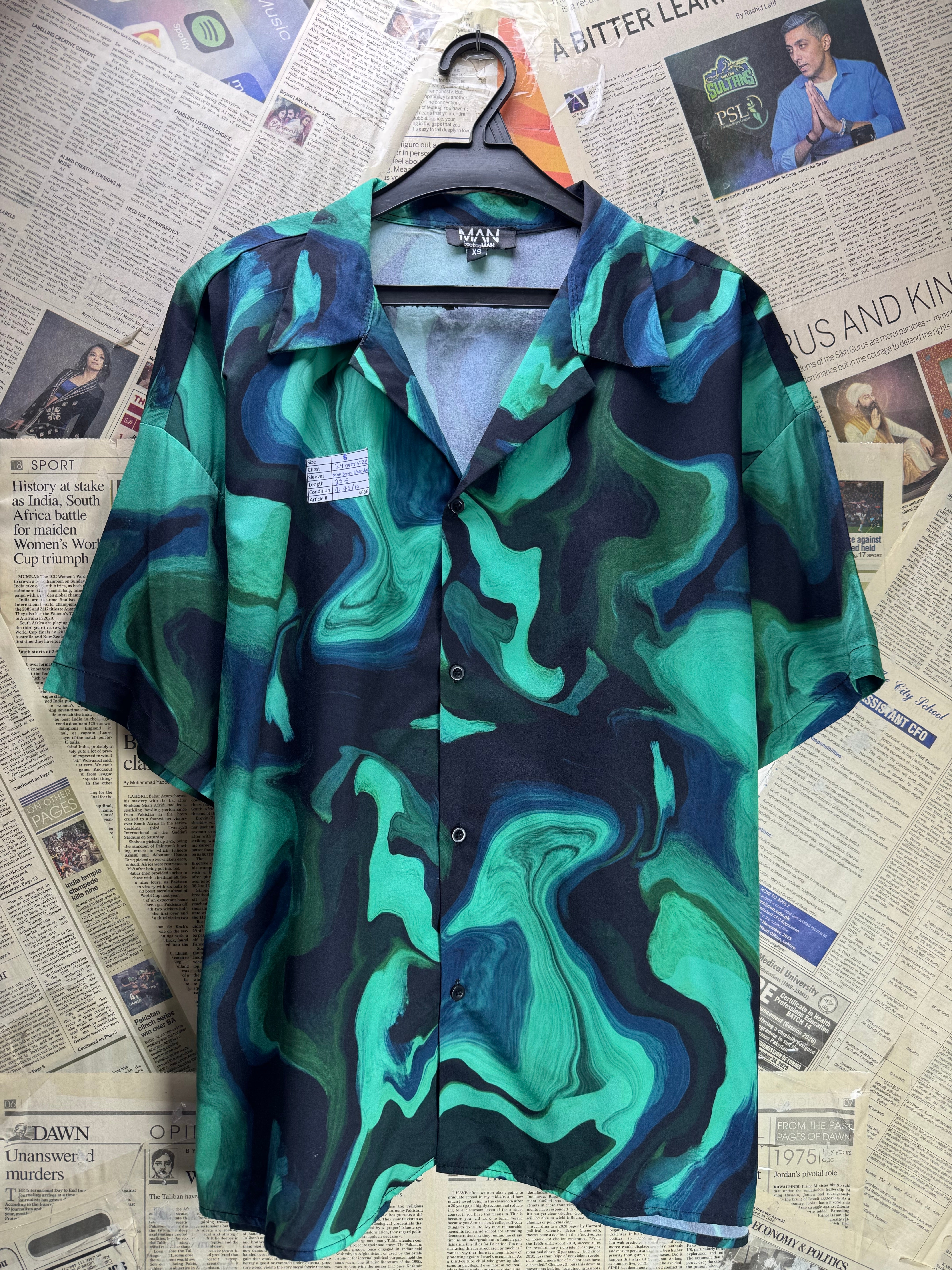 MAN® Small | Chest: 24" | Green | Shirt | Polyester | 4666 - Genuine Maal