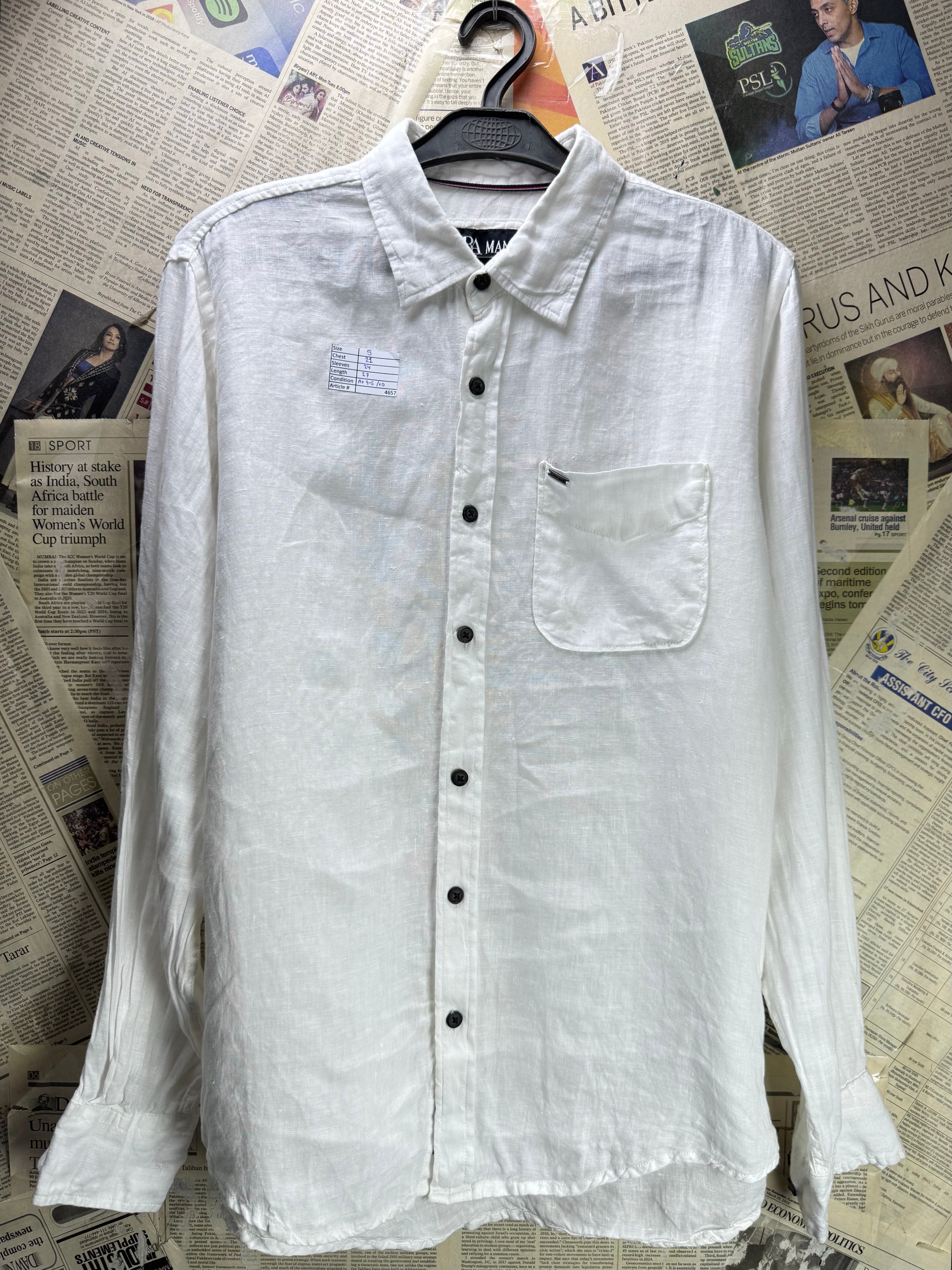 Zara® Small | Chest: 21" | White | Shirt | Cotton | 4657 - Genuine Maal